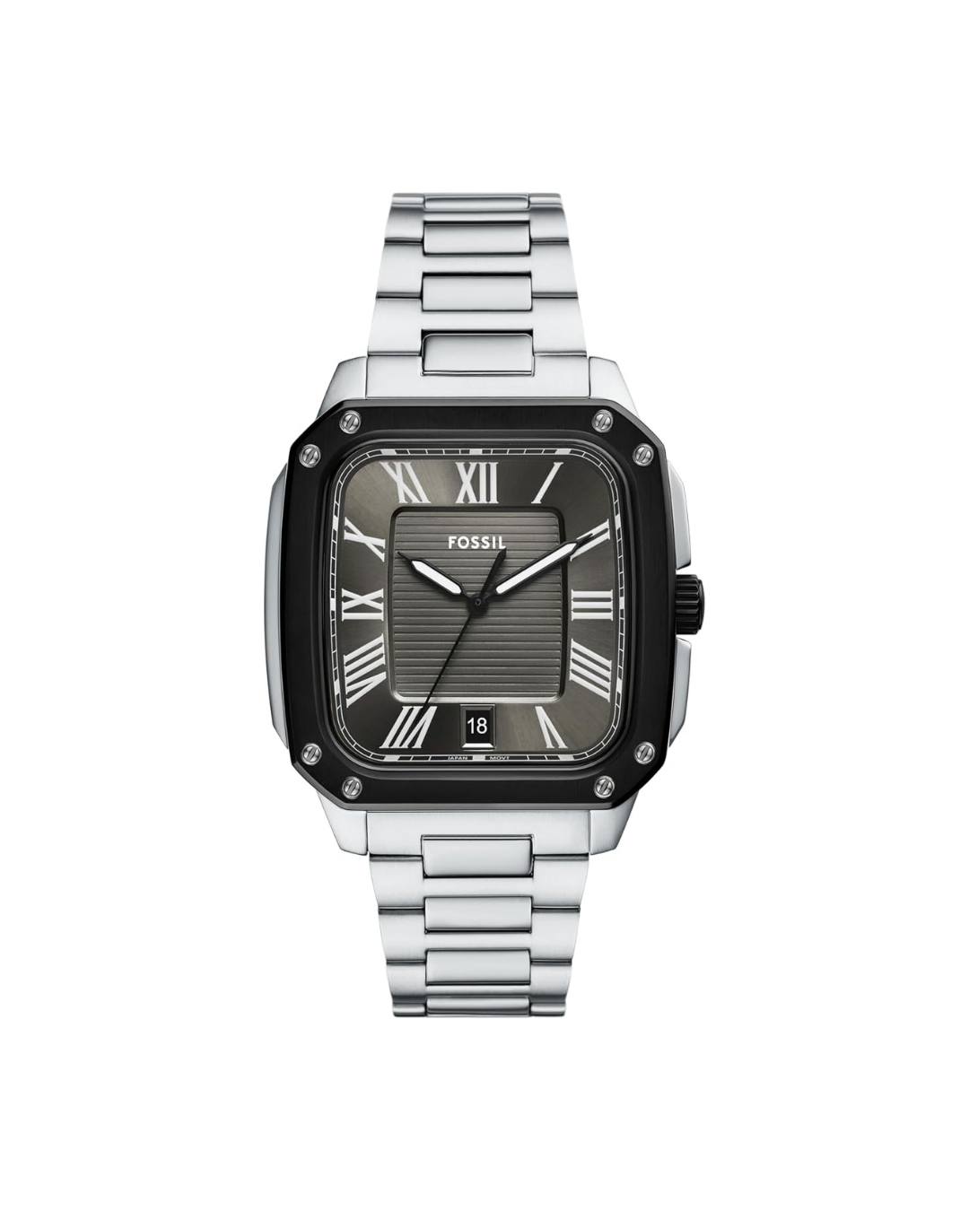 Fossil Men's Watch, Crosby Three-Hand Date Stainless Steel Watch for Men 42mm