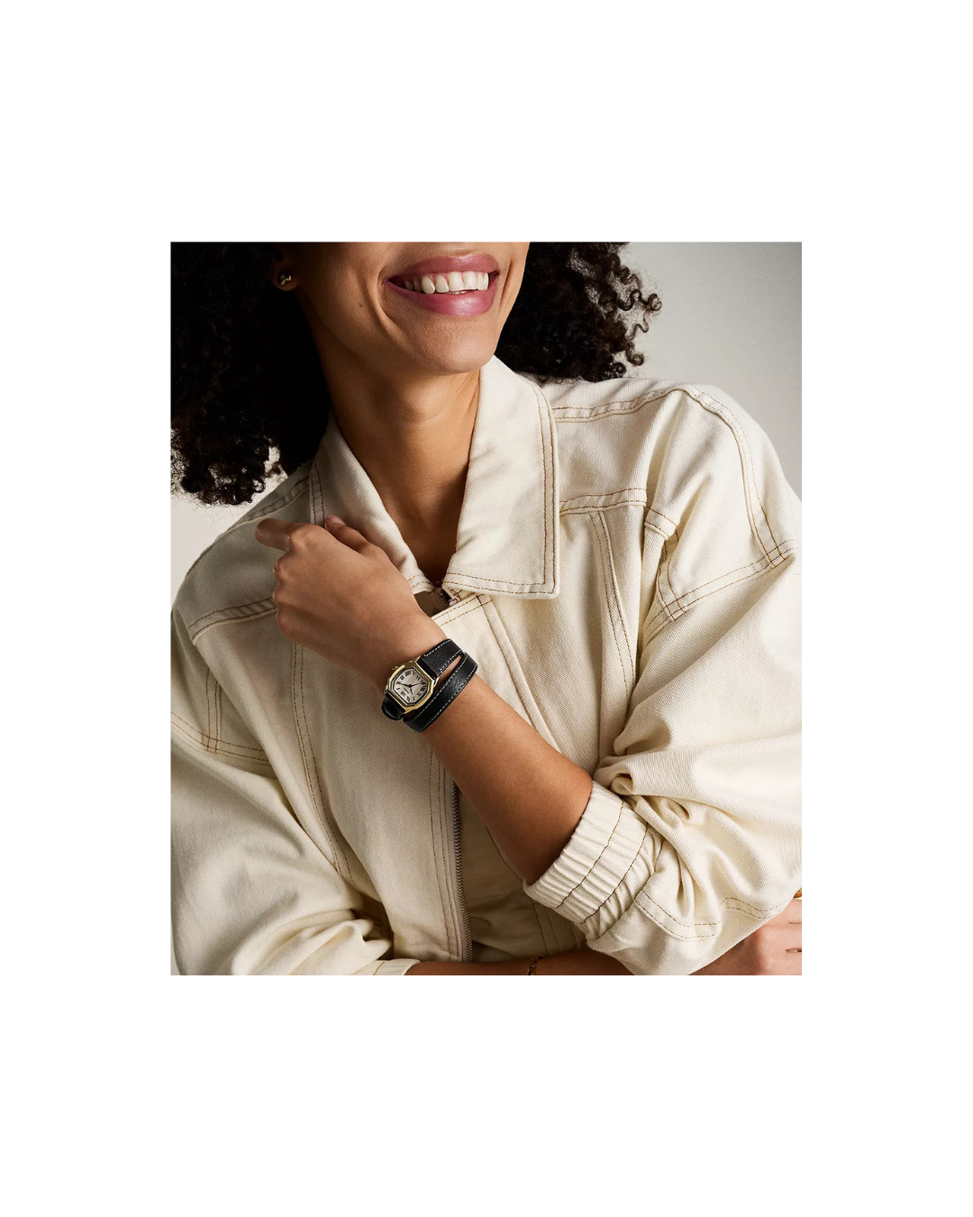 Harlow 27 mm Three-Hand Black Leather Watch (Ladies)