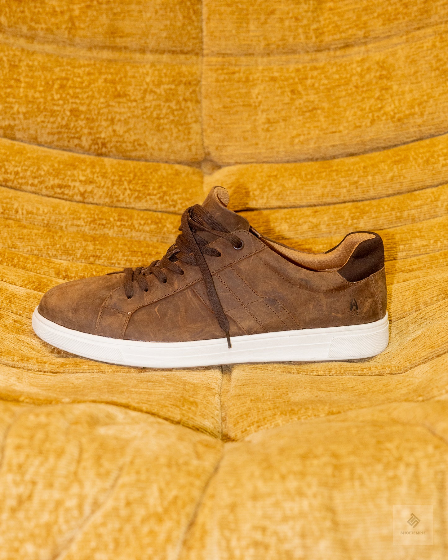 Hush Puppies men's casual leather sneakers In Tan Brown