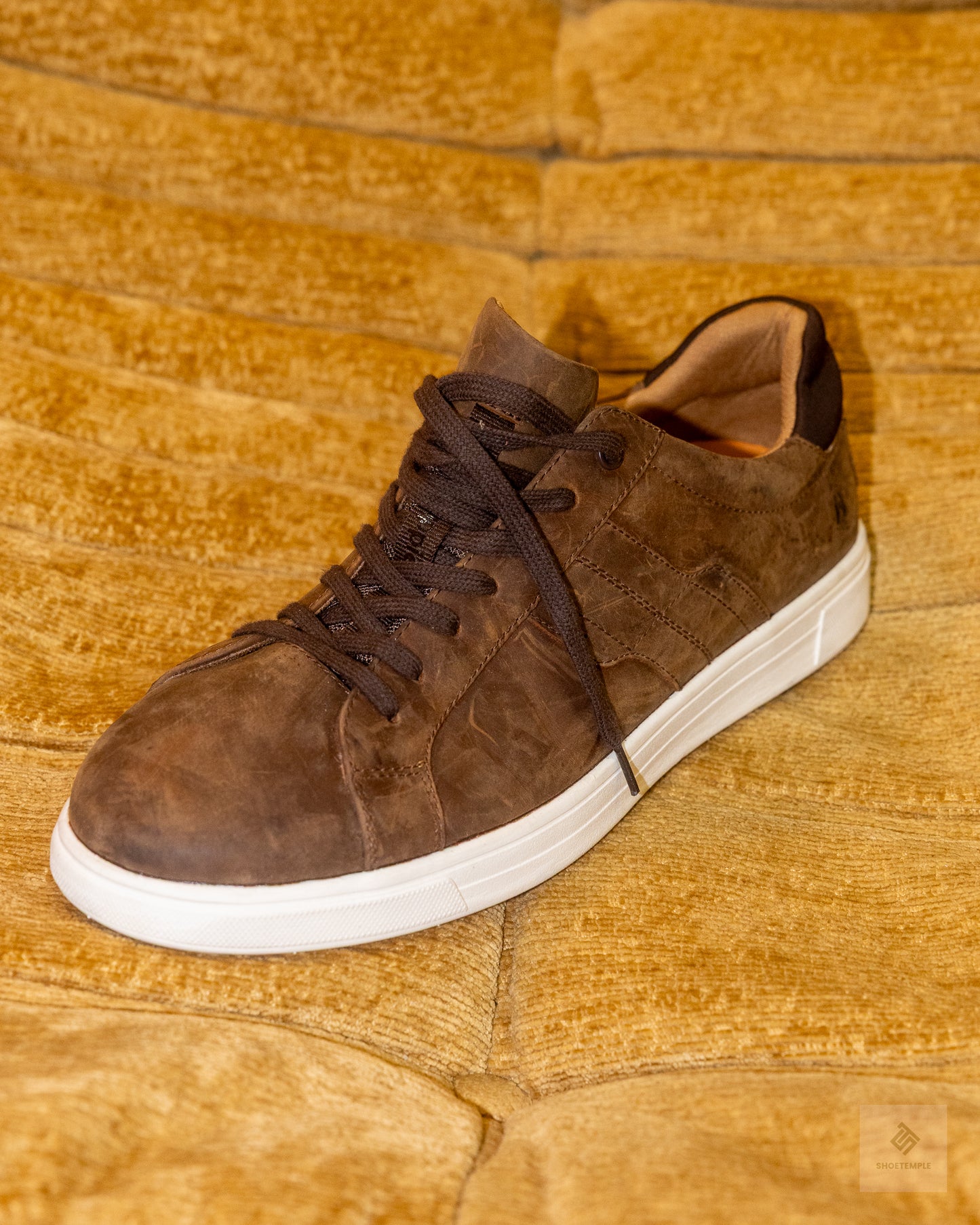 Hush Puppies men's casual leather sneakers In Tan Brown