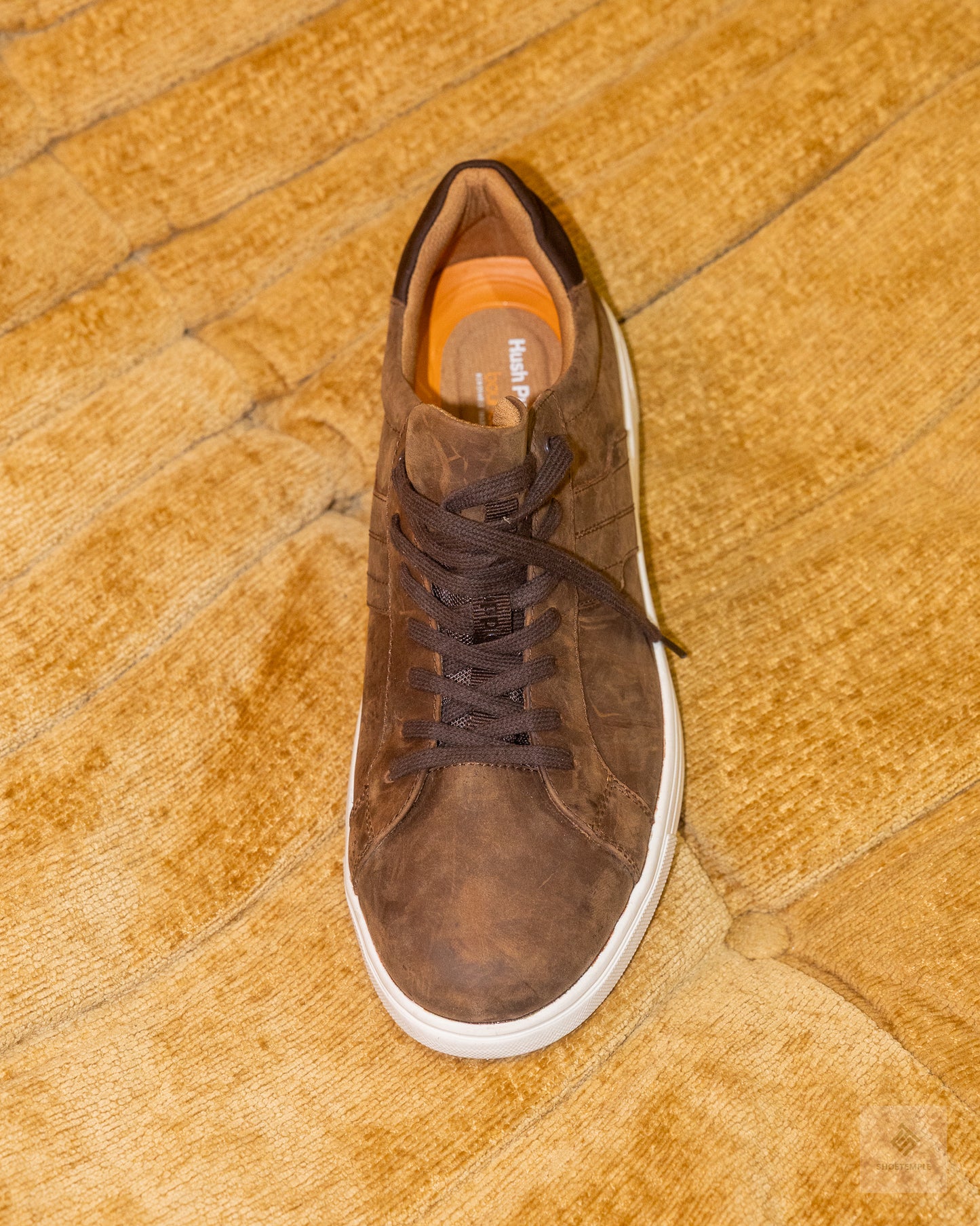 Hush Puppies men's casual leather sneakers In Tan Brown