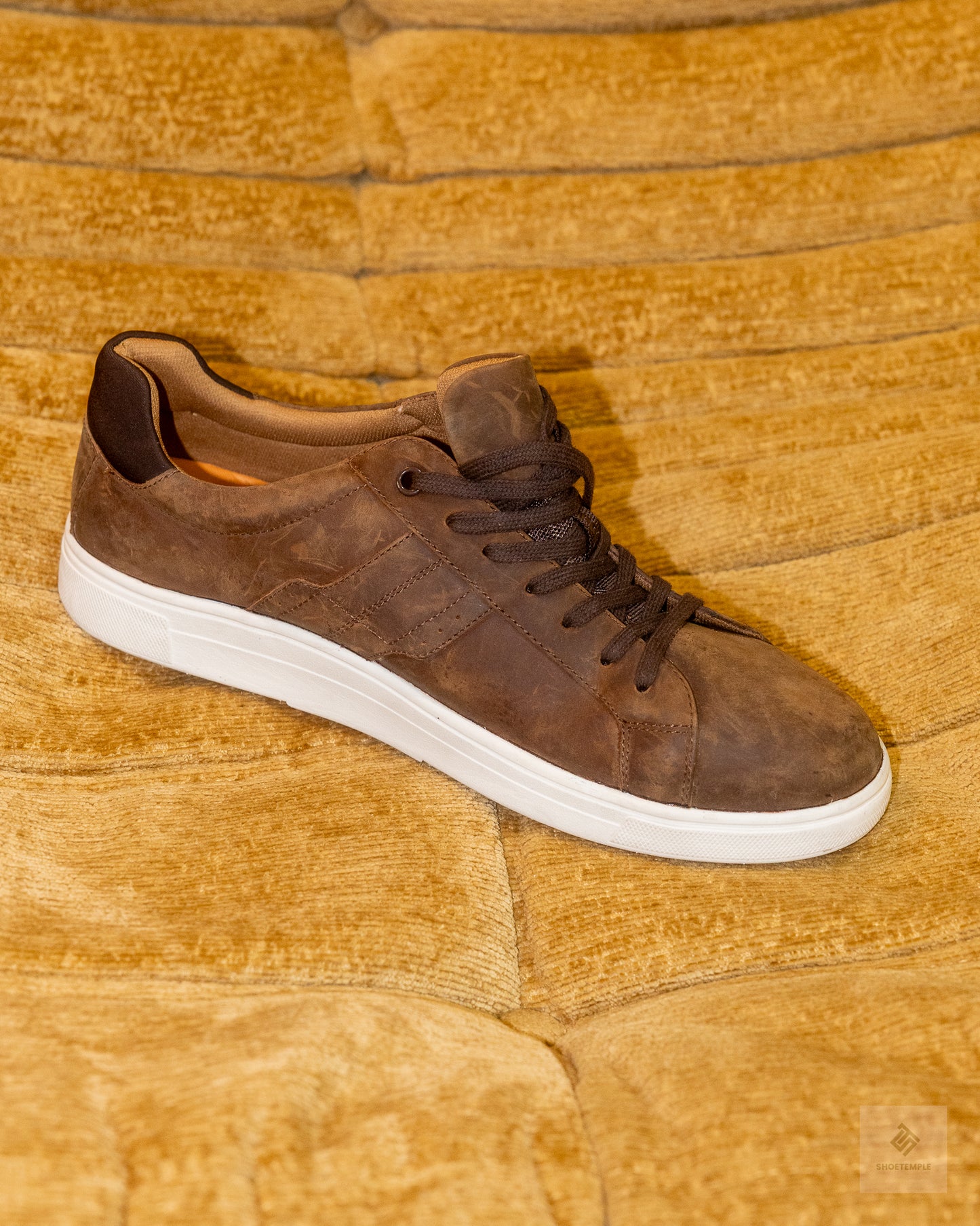 Hush Puppies men's casual leather sneakers In Tan Brown