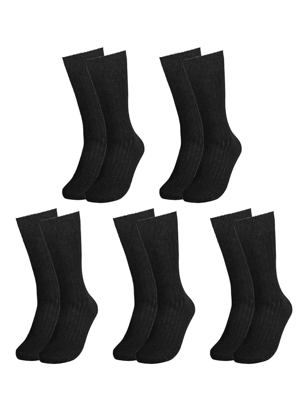 5-Pack Men's Black Ribbed Dress Socks | Cotton Blend Crew Socks