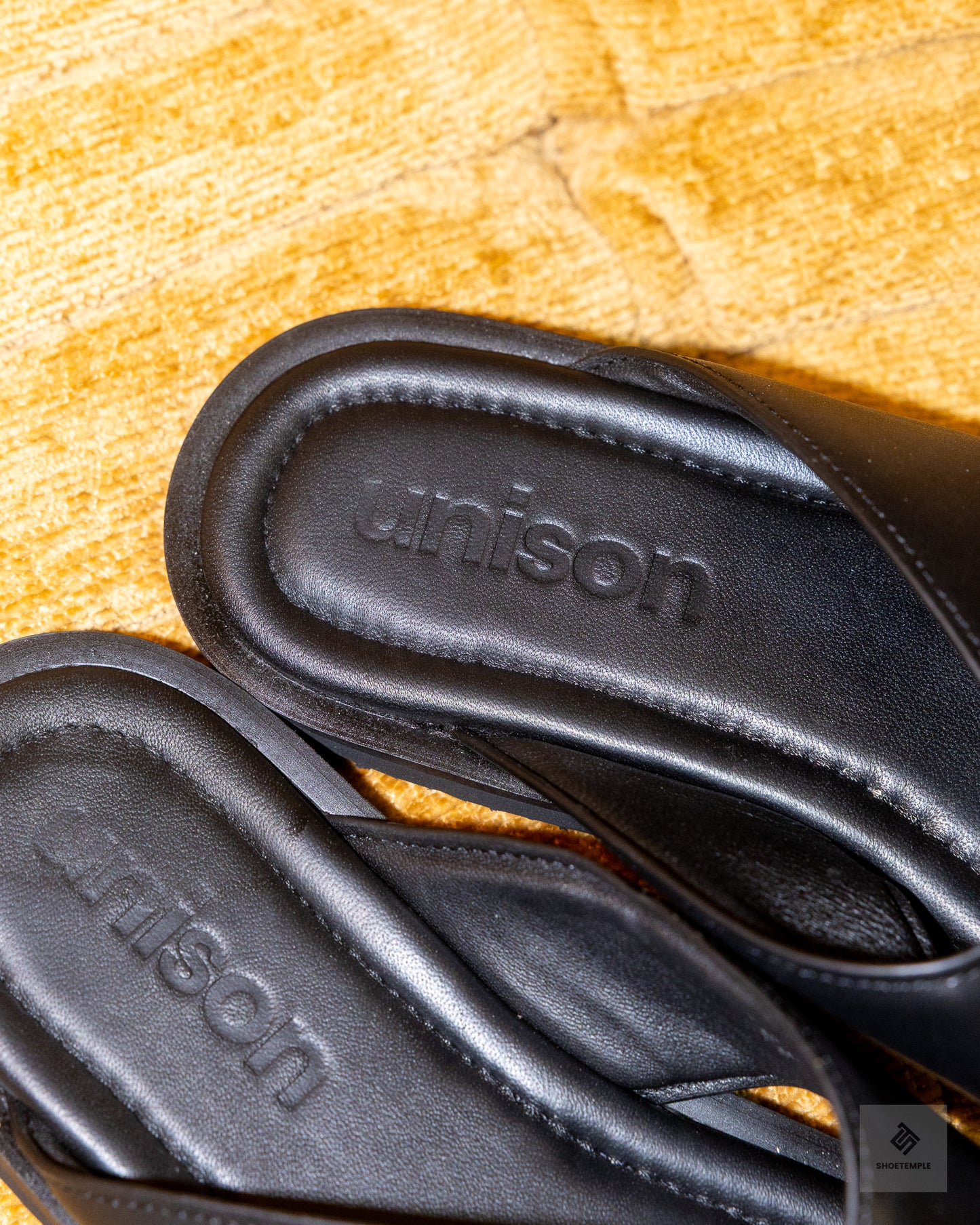 Unison Trent Leather Thong is a luxe leather sandal Black