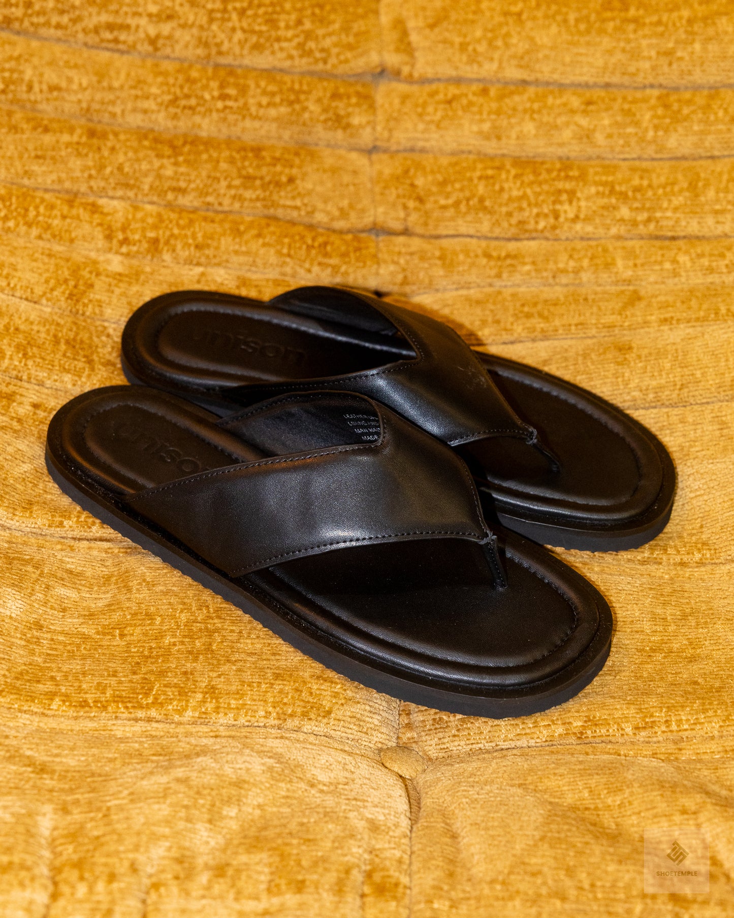 Unison Trent Leather Thong is a luxe leather sandal Black