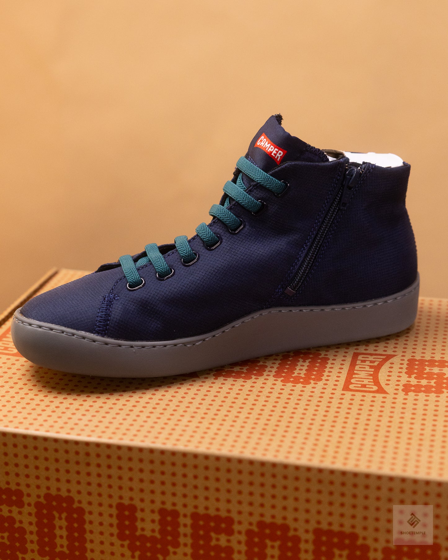 Camper Peu Touring textile sneaker boots for men, featuring elastic laces and EVA outsoles