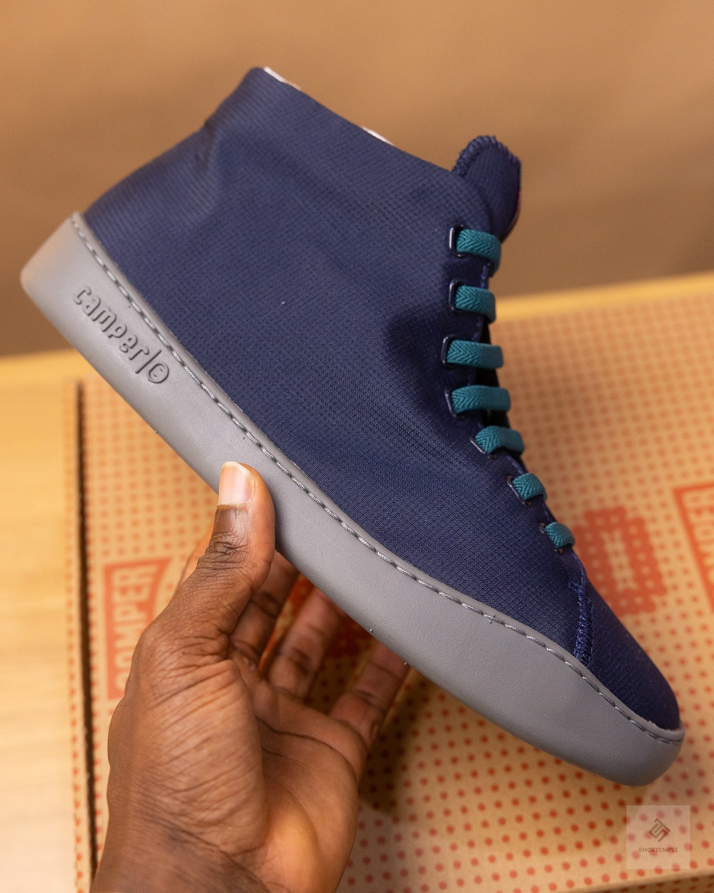Camper Peu Touring textile sneaker boots for men, featuring elastic laces and EVA outsoles