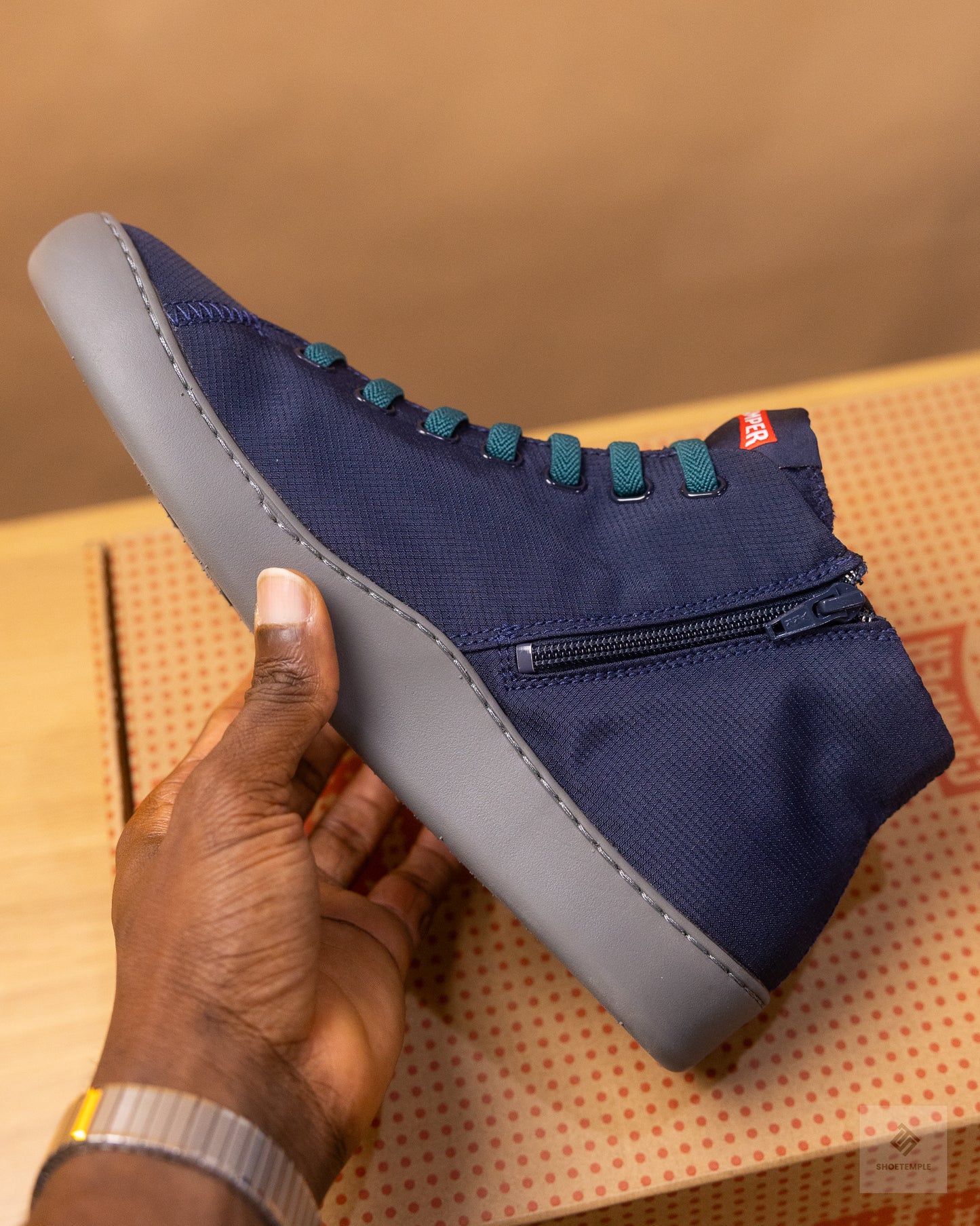 Camper Peu Touring textile sneaker boots for men, featuring elastic laces and EVA outsoles