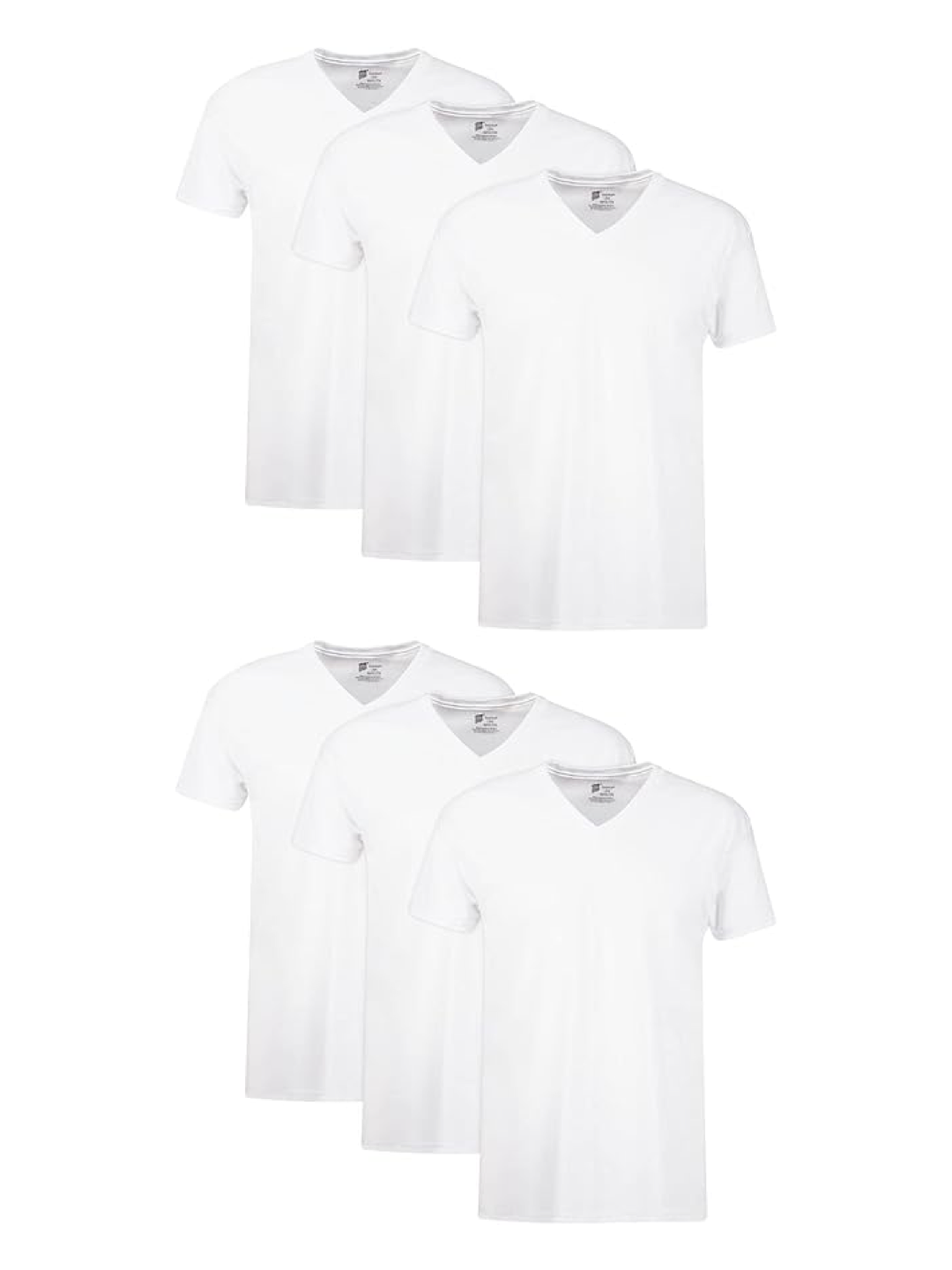 6 in a Pack Hanes Men's V-Neck Undershirts – Moisture-Wicking Cotton Tees, Odor Control, White