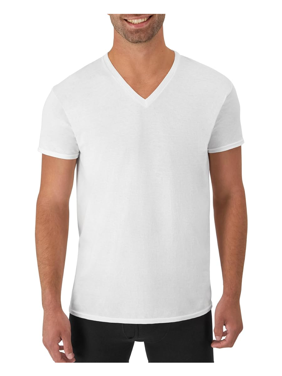 6 in a Pack Hanes Men's V-Neck Undershirts – Moisture-Wicking Cotton Tees, Odor Control, White