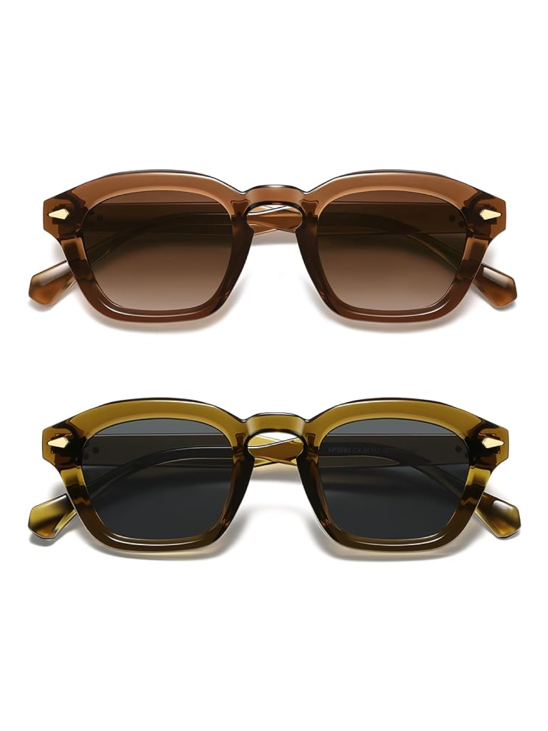 Retro Square Sunglasses – 2-Pack (Unisex)
