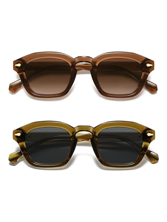 Retro Square Sunglasses – 2-Pack (Unisex)