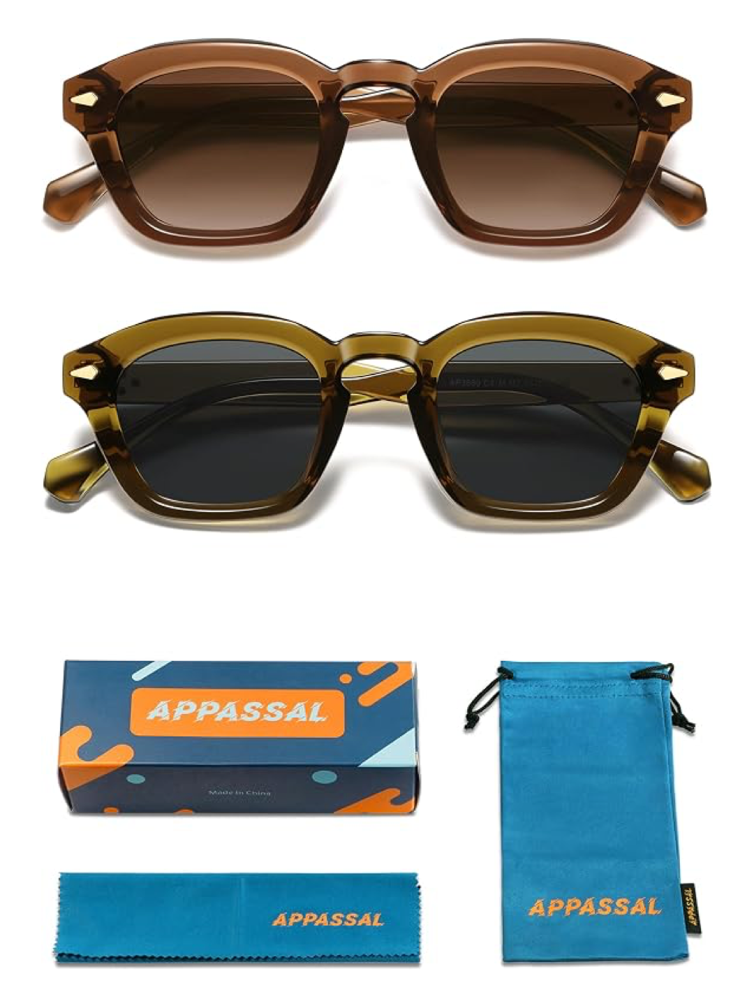 Retro Square Sunglasses – 2-Pack (Unisex)
