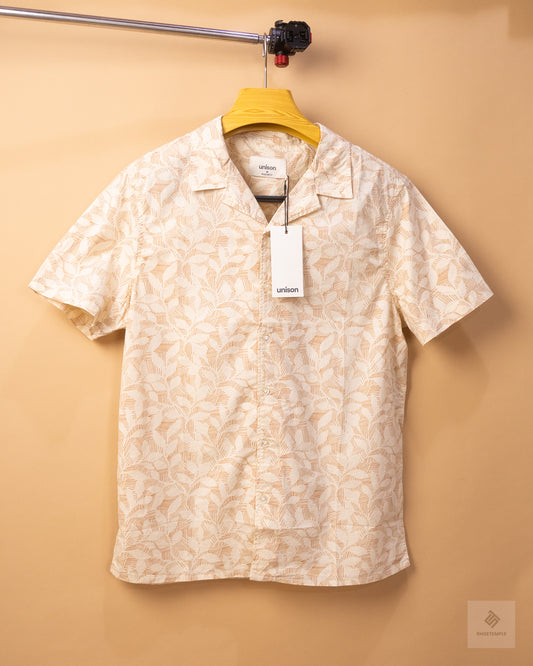 Unison Beige Short Sleeve Print Casual Shirt