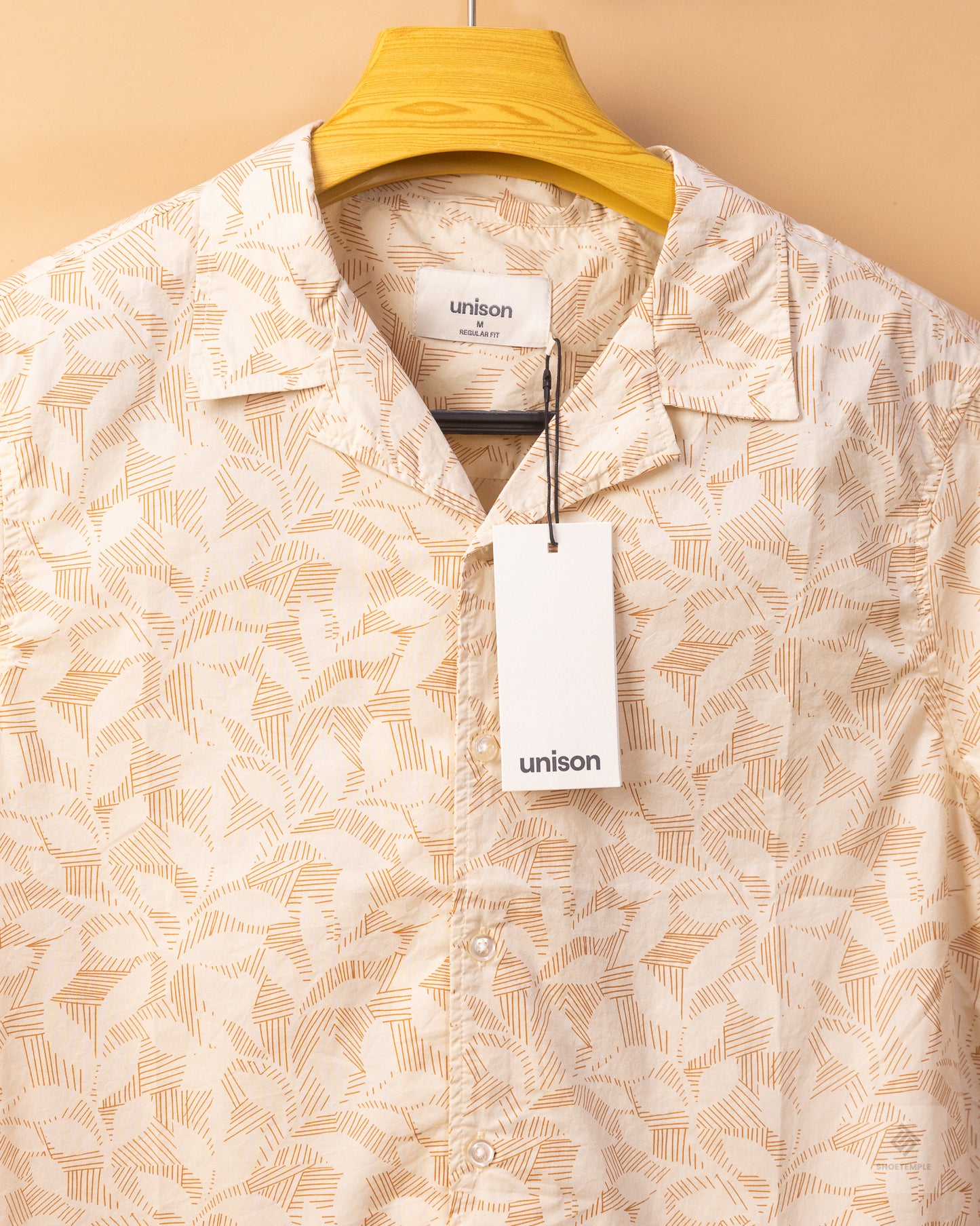 Unison Beige Short Sleeve Print Casual Shirt