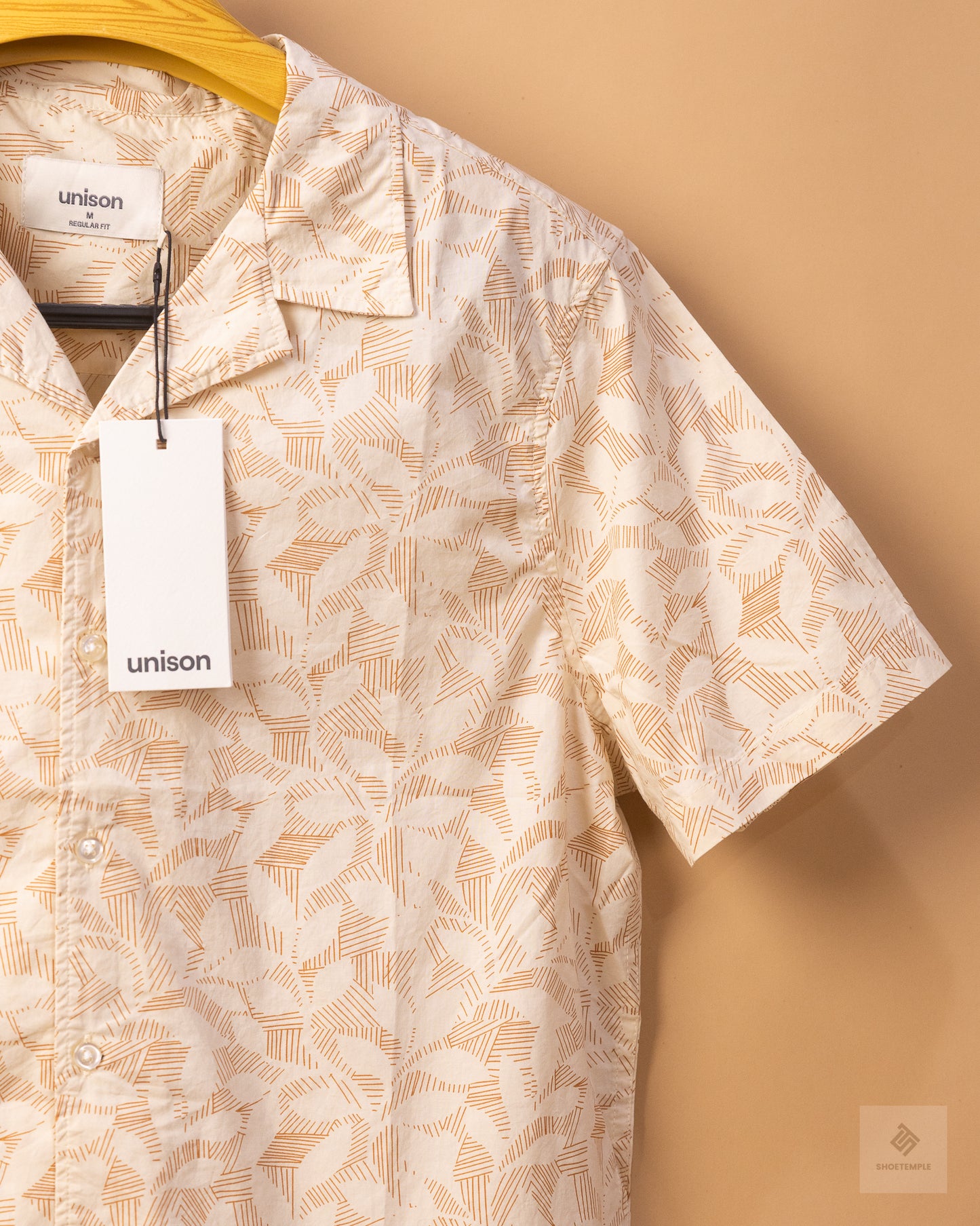 Unison Beige Short Sleeve Print Casual Shirt