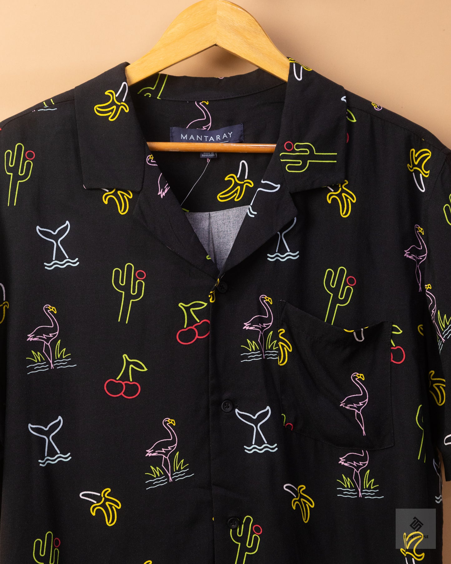 Mantaray Neon Light Print Short Sleeve Shirt