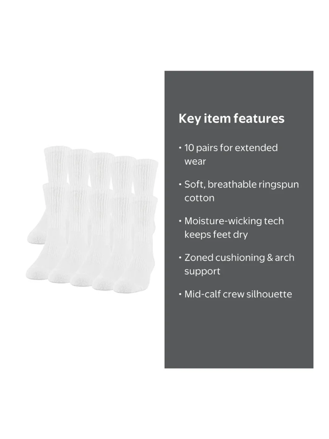 10 In A Pack Gildan Men’s Active Cotton Crew Socks