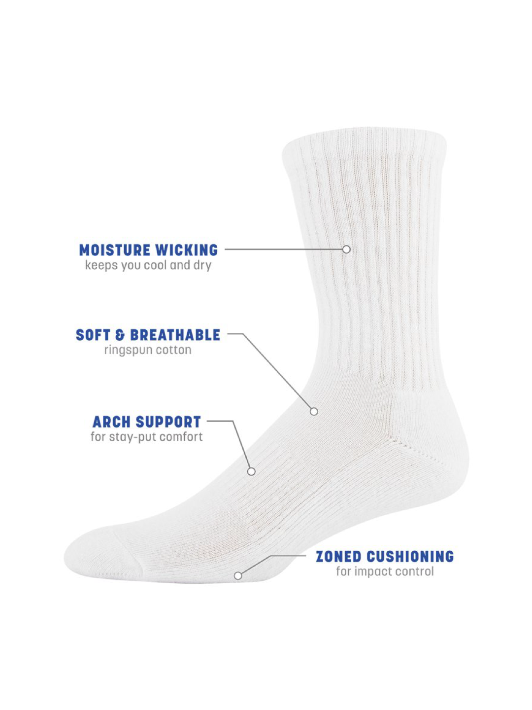 10 In A Pack Gildan Men’s Active Cotton Crew Socks