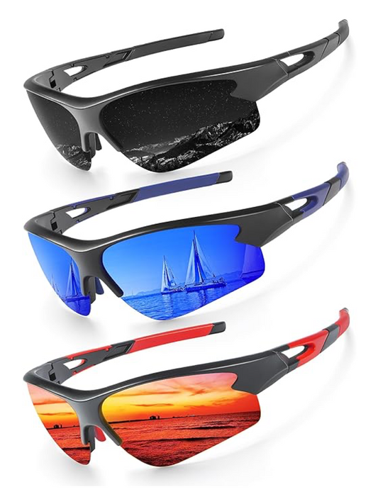 KALIYADI Sports Sunglasses for Men – Polarized UV Protection (3-Pack)