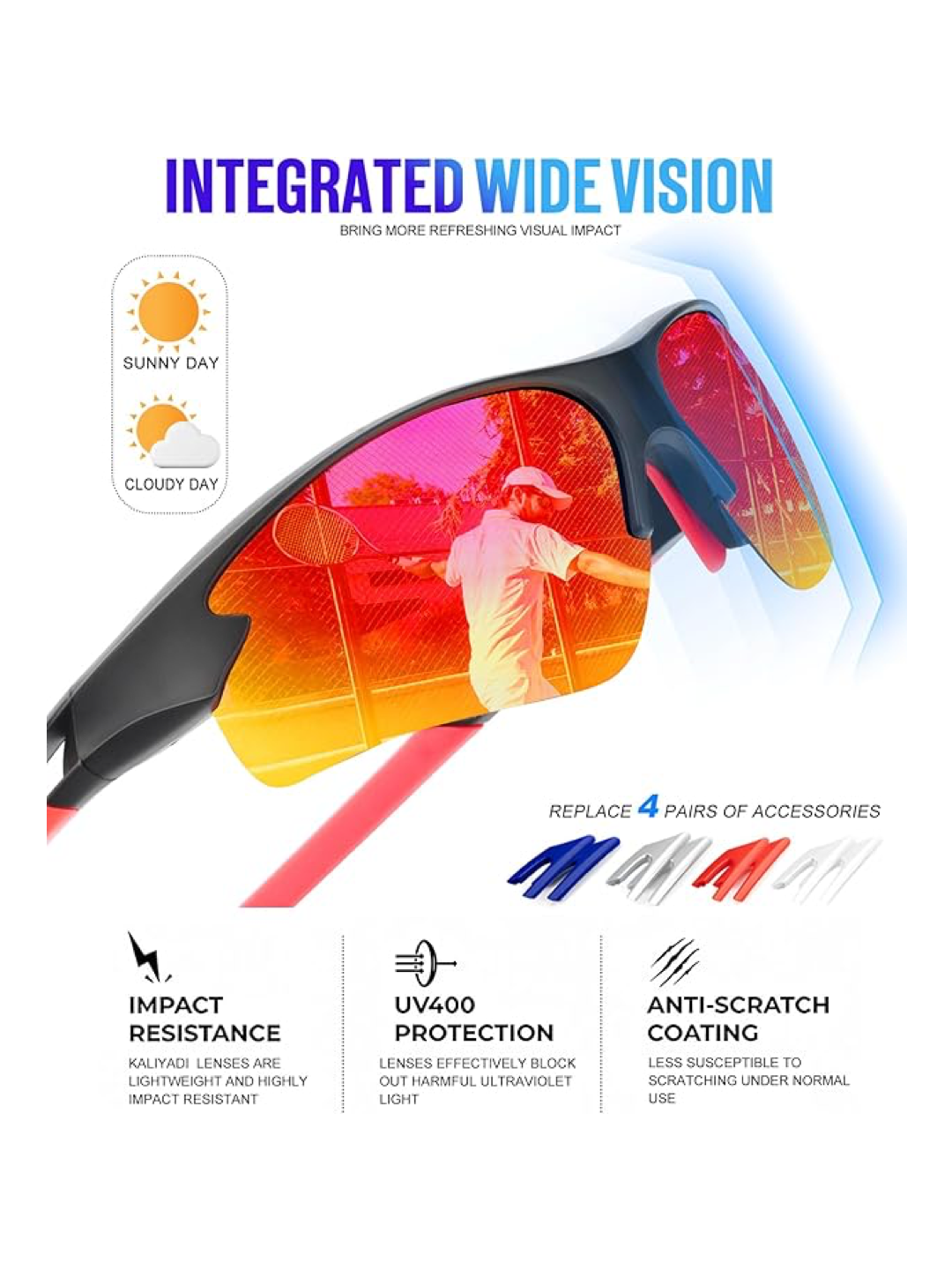 KALIYADI Sports Sunglasses for Men – Polarized UV Protection (3-Pack)
