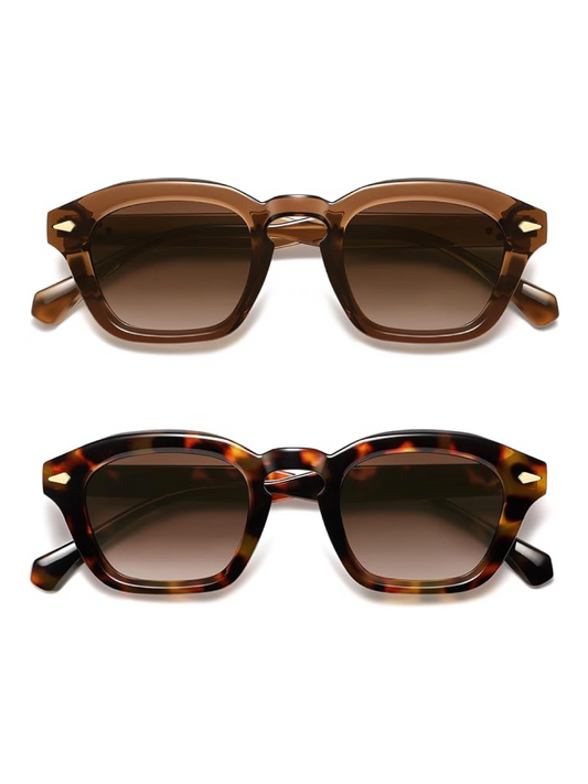 Retro Square Sunglasses – 2-Pack (Unisex) - Browns
