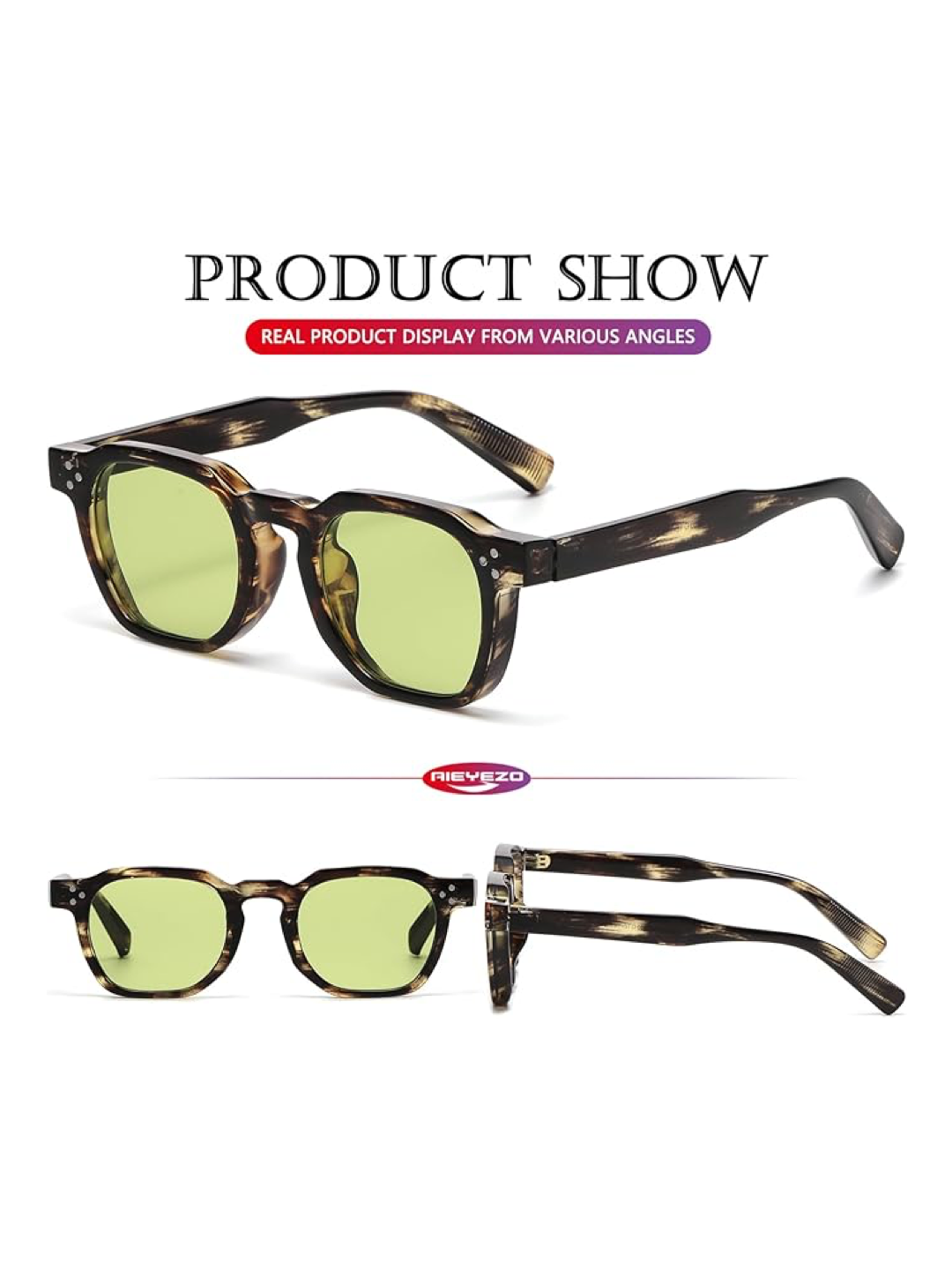 Retro Sunglasses for Women and Men – Square Thick-Framed Shades Trendy Vintage Sunglasses