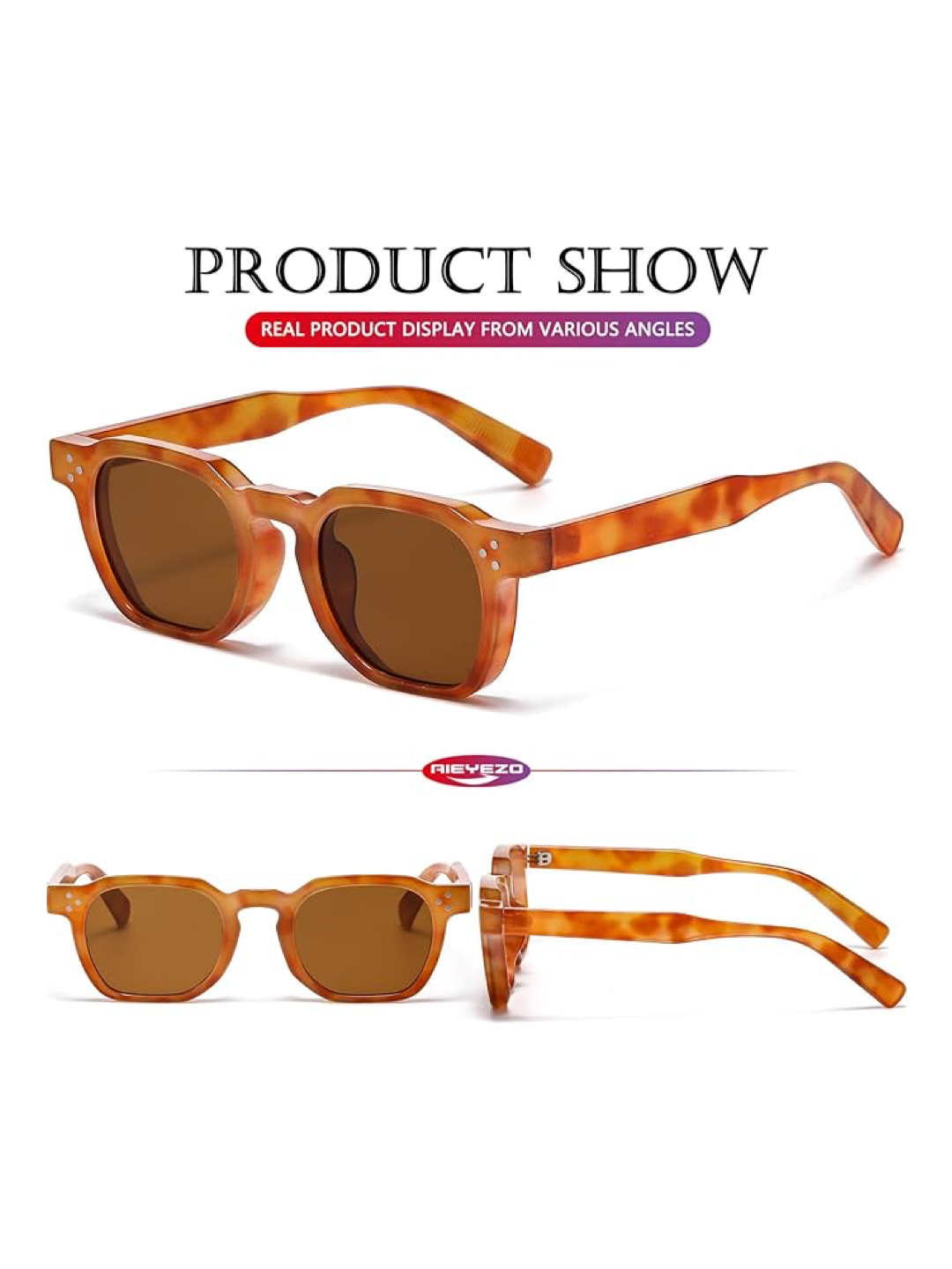 Retro Sunglasses for Women and Men – Square Thick-Framed Shades Trendy Vintage Sunglasses