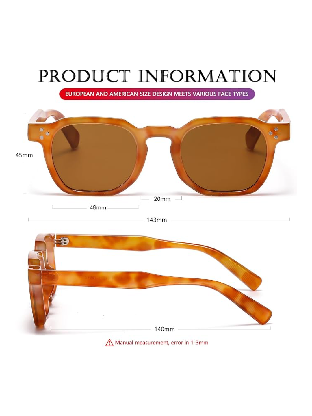 Retro Sunglasses for Women and Men – Square Thick-Framed Shades Trendy Vintage Sunglasses