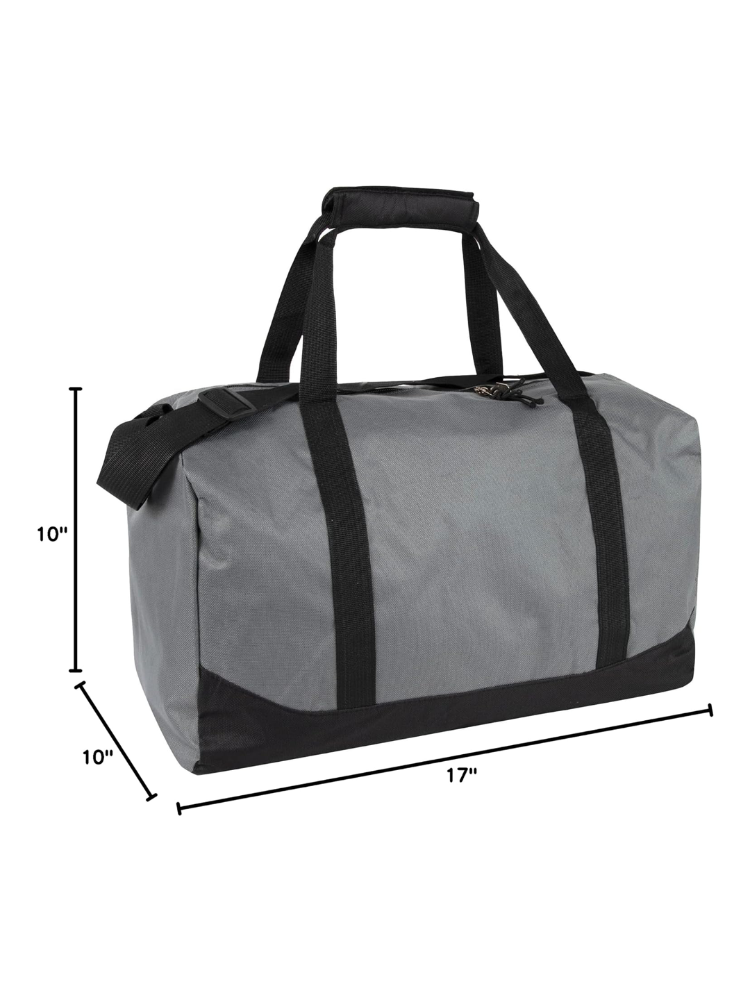 40 Liter, 17 Inch Canvas Duffle Bag for Men and Women – Travel Weekender Overnight Carry-On Shoulder Duffel Tote Bag - Grey