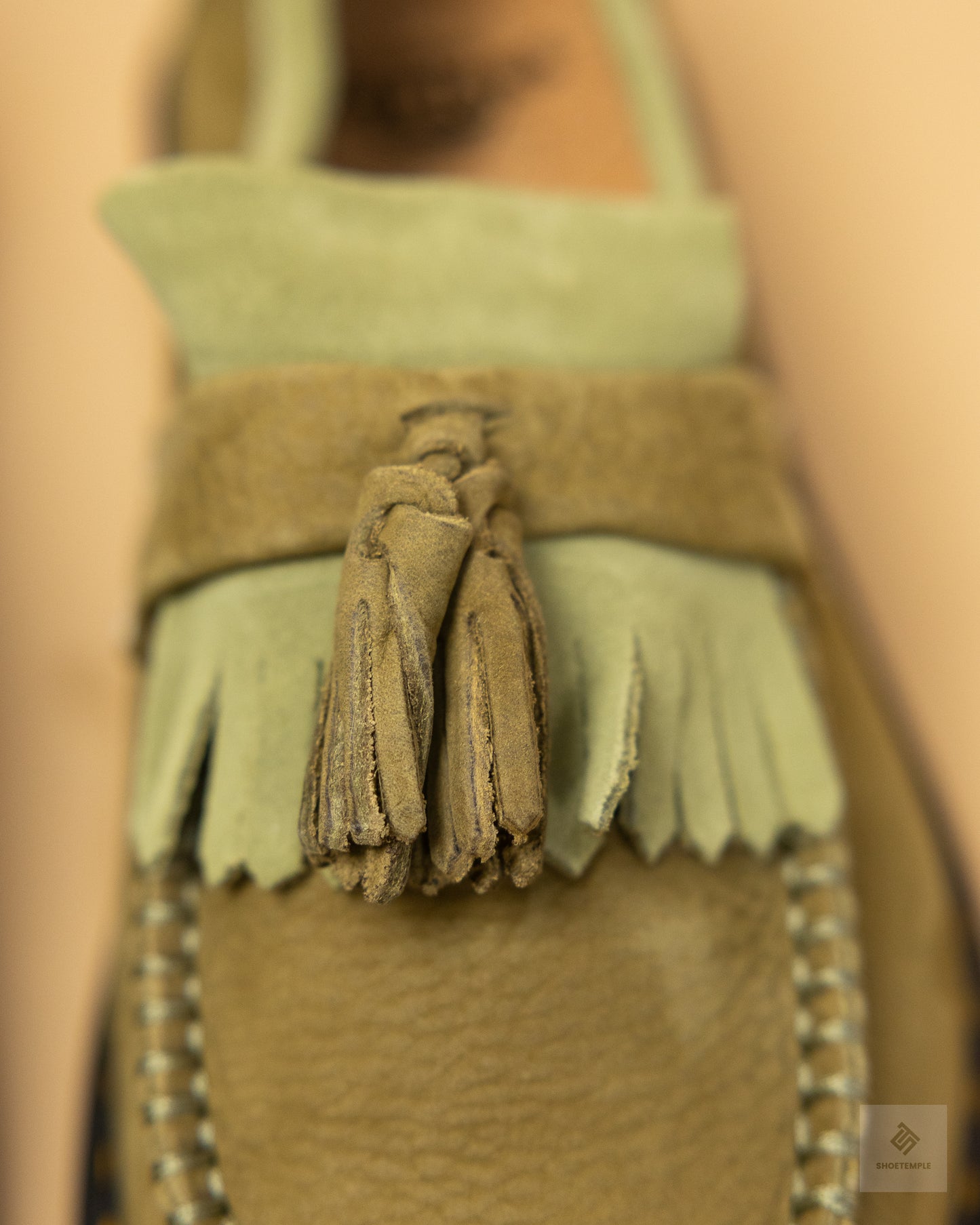 Dr Martens Adrian tassel loafers in khaki nubuck