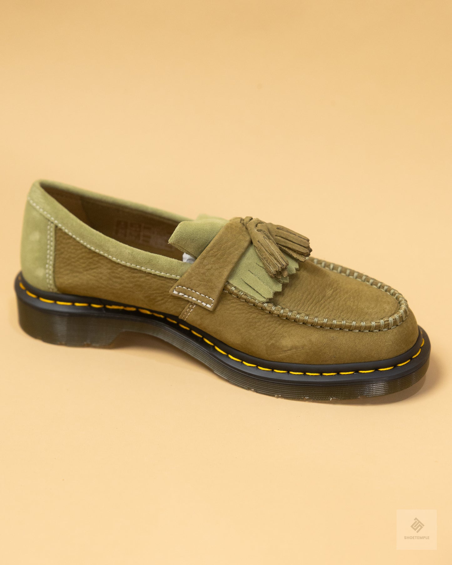 Dr Martens Adrian tassel loafers in khaki nubuck