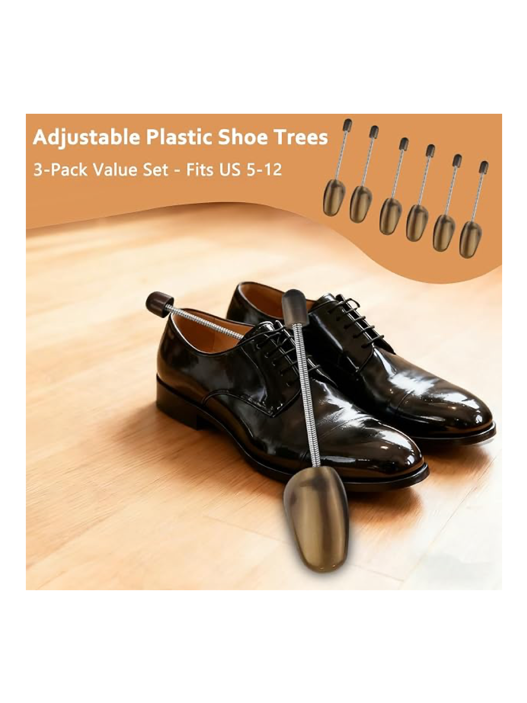 3 Pairs Adjustable Lightweight Plastic Shoe Trees – Men/Women (Size 39-46)