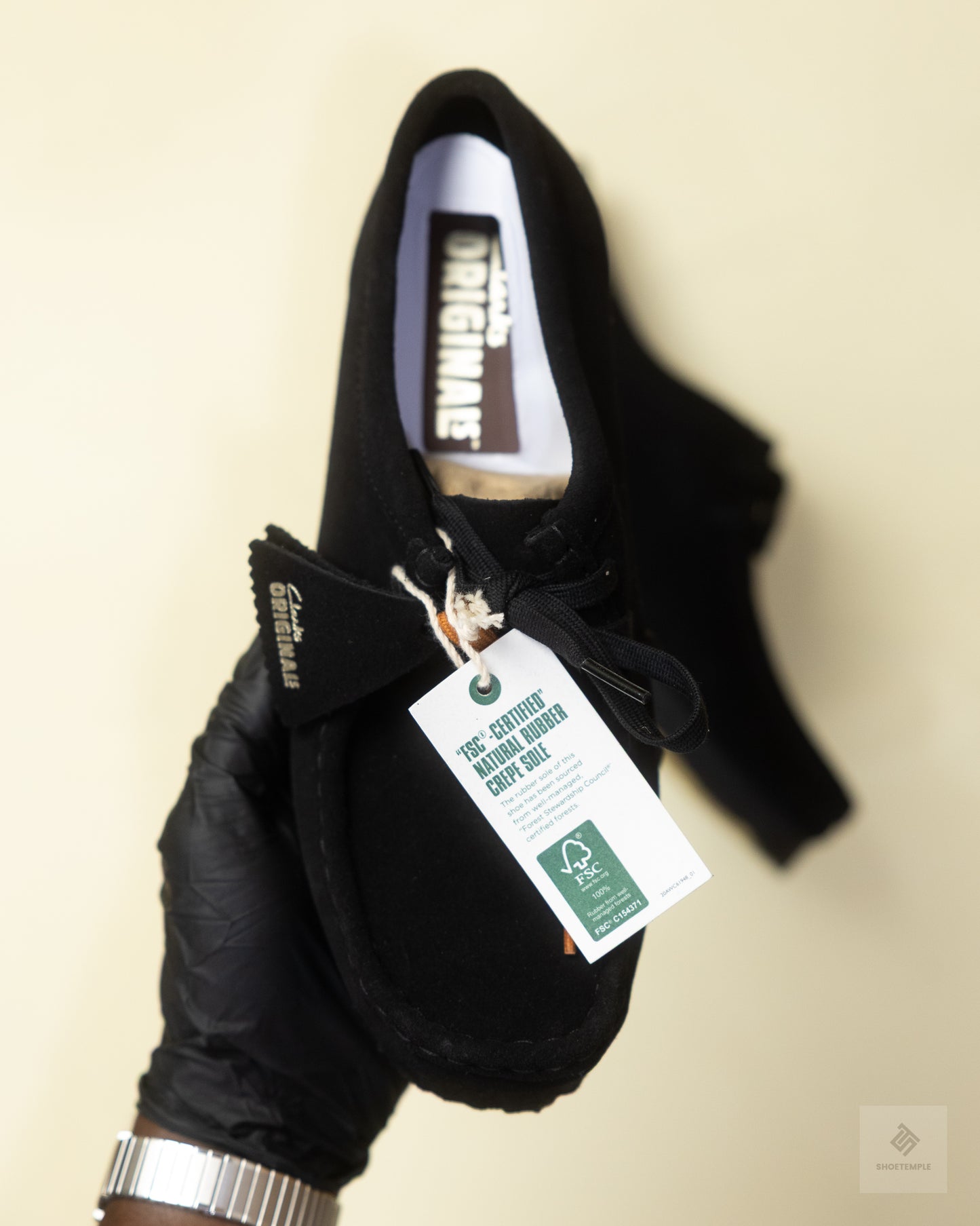 Clarks Originals Wallabee Shoes in Black Suede