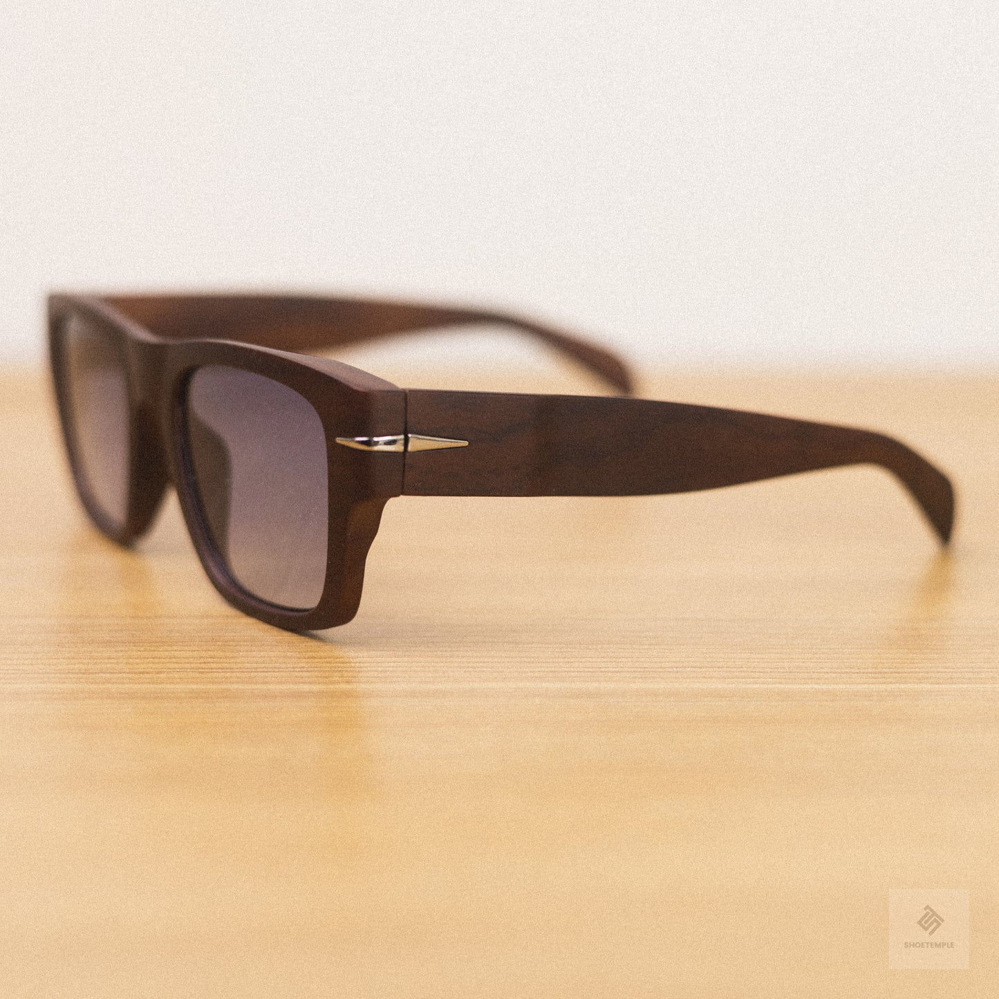 Wooden Horn-Rimmed Oversized Square Tinted Sunglass
