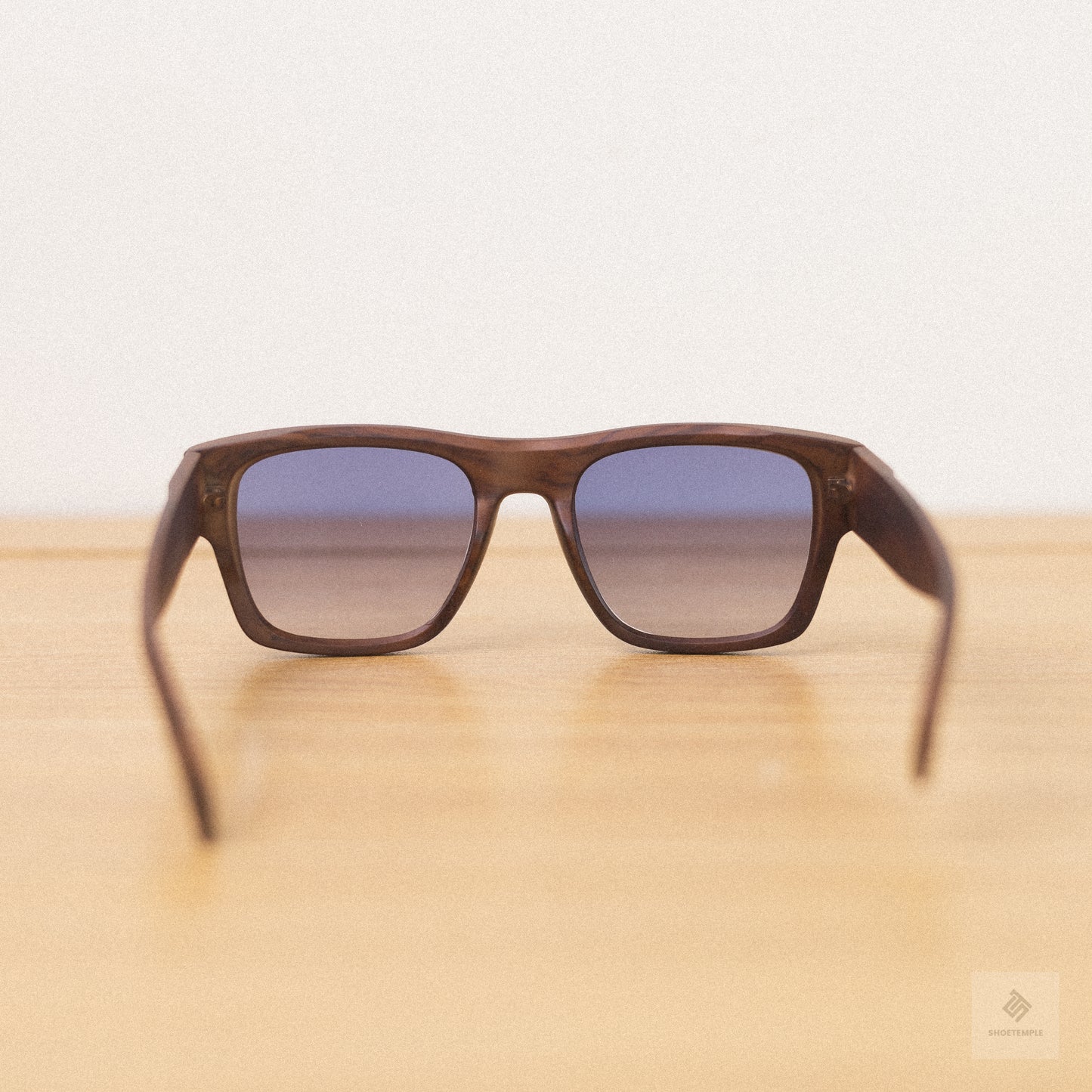 Wooden Horn-Rimmed Oversized Square Tinted Sunglass