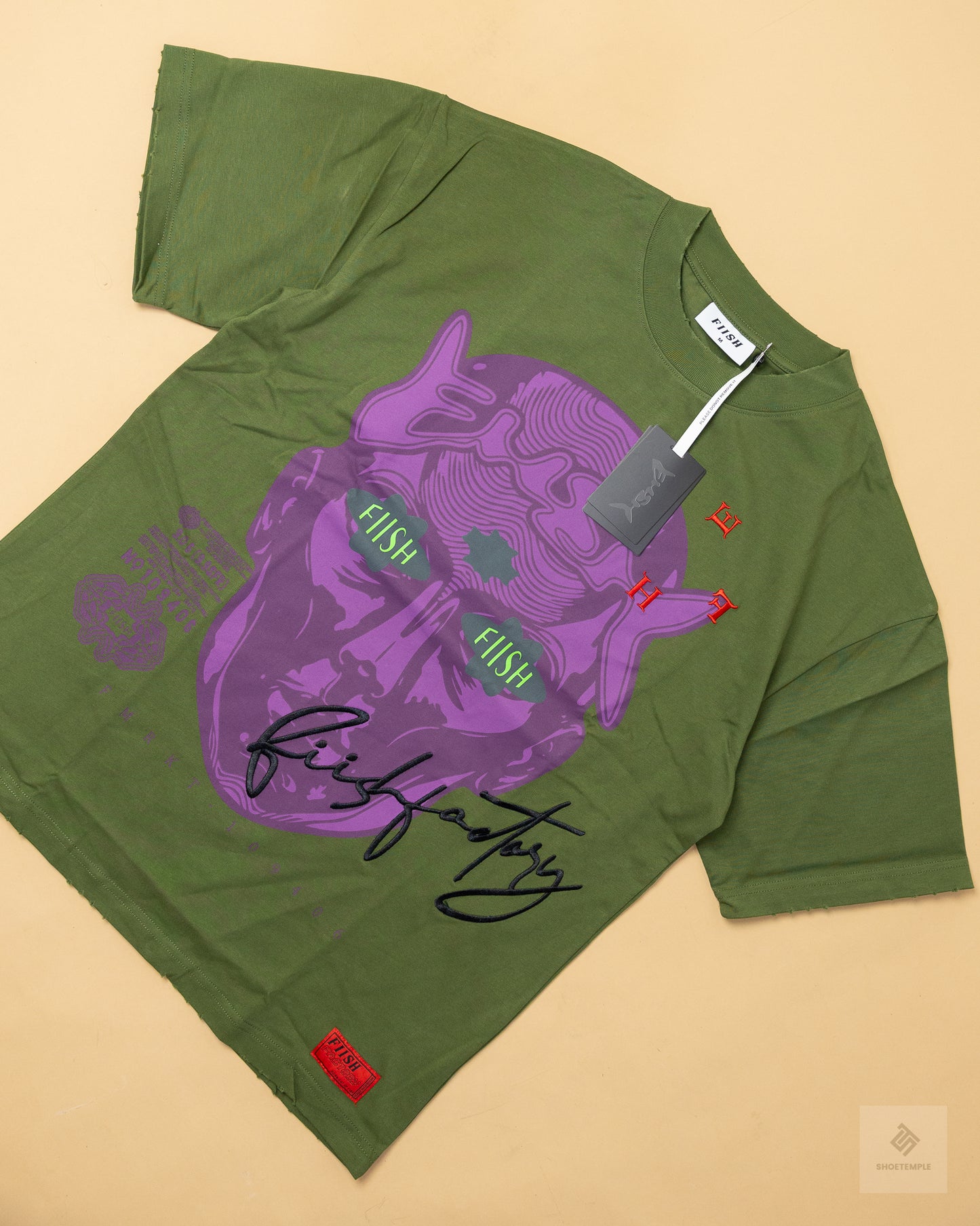 FIISH Factory Heroes Everyone Heavy Weight Graphic T-Shirt – Olive Green