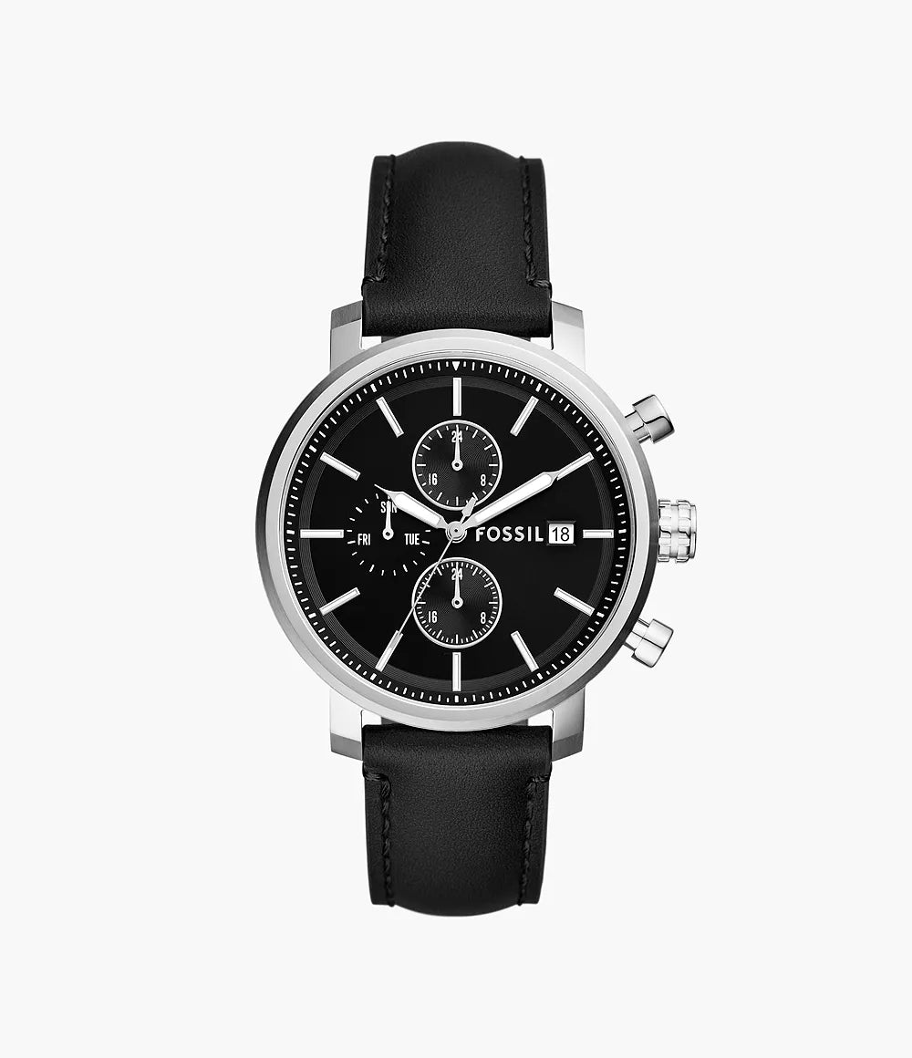 Rhett Multifunction Black LiteHide™ Leather Watch