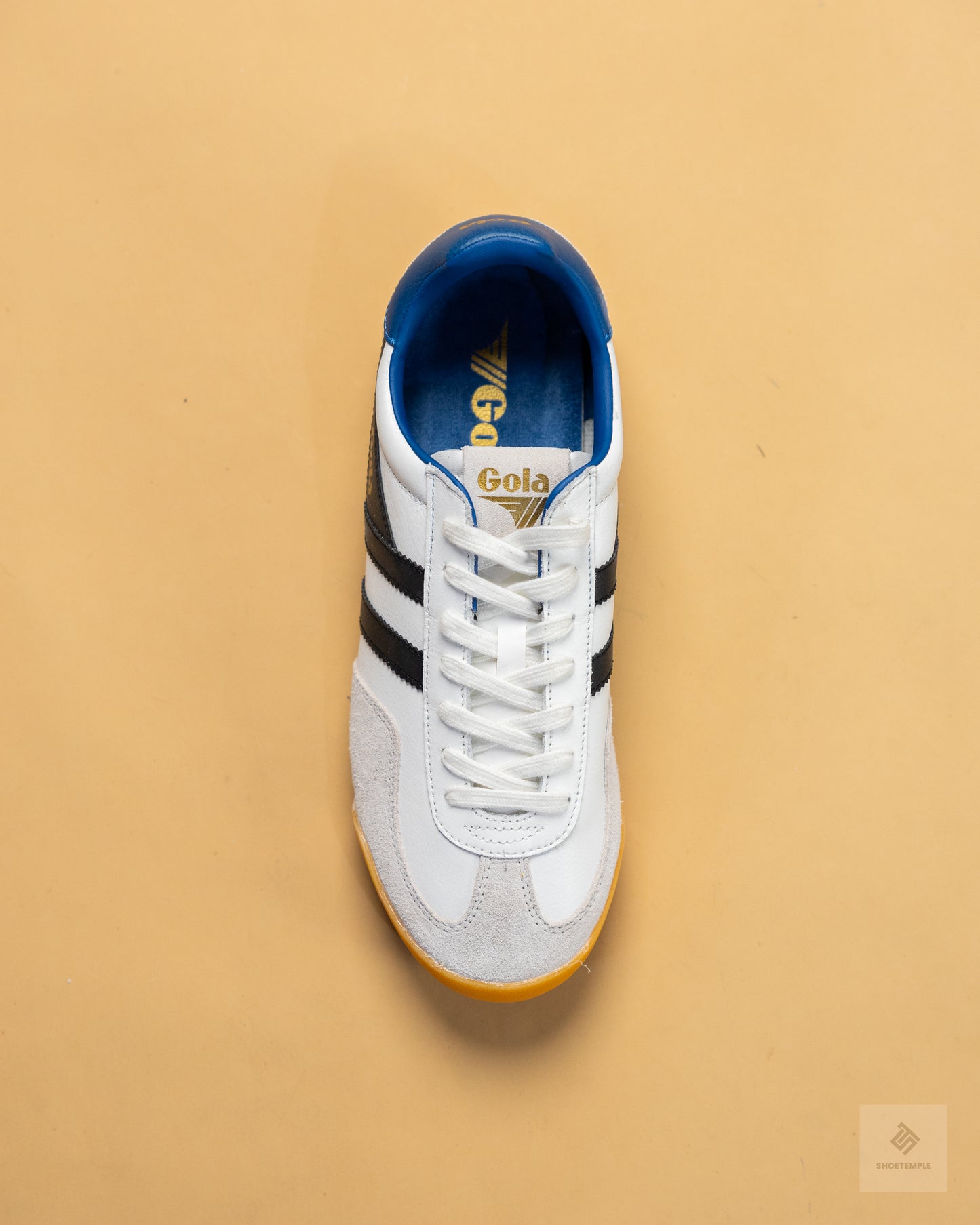 Gola Stadium Leather Trainers – White/Black/Marine Blue