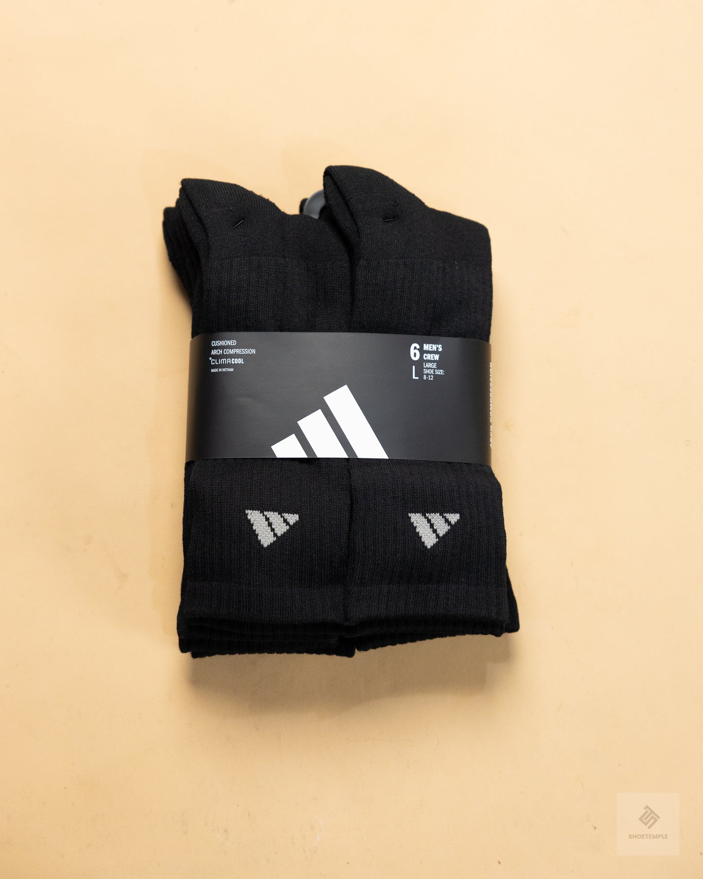 Adidas Men's Athletic Cushioned Crew Socks 6 Pairs - All Black