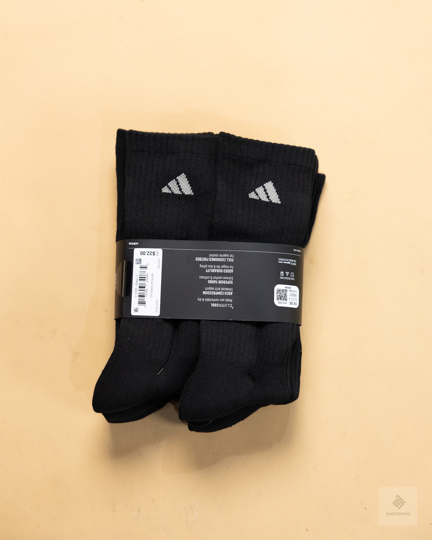 Adidas Men's Athletic Cushioned Crew Socks 6 Pairs - All Black