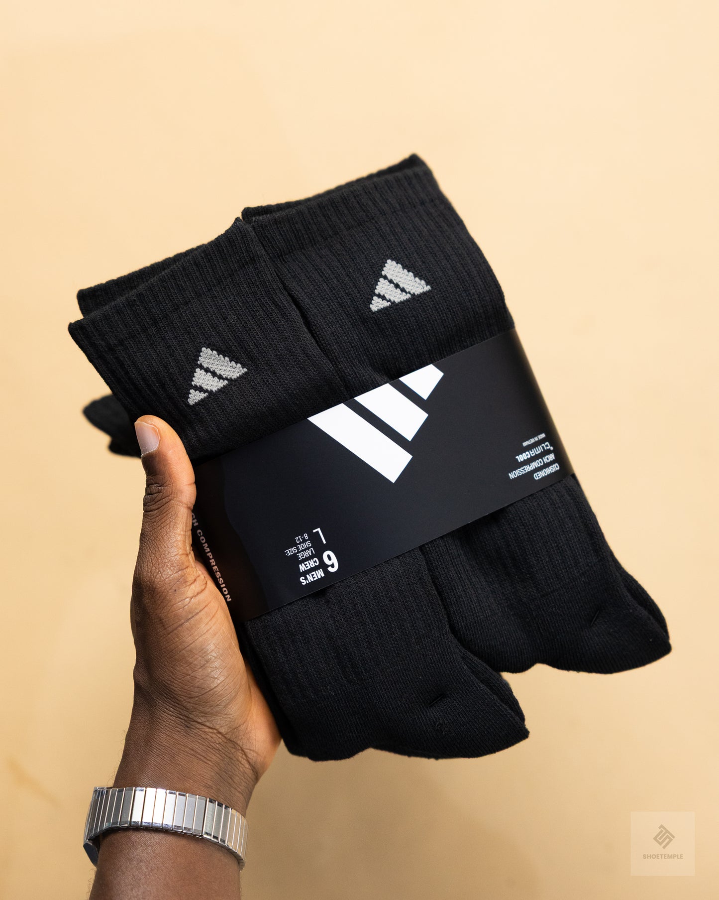 Adidas Men's Athletic Cushioned Crew Socks 6 Pairs - All Black