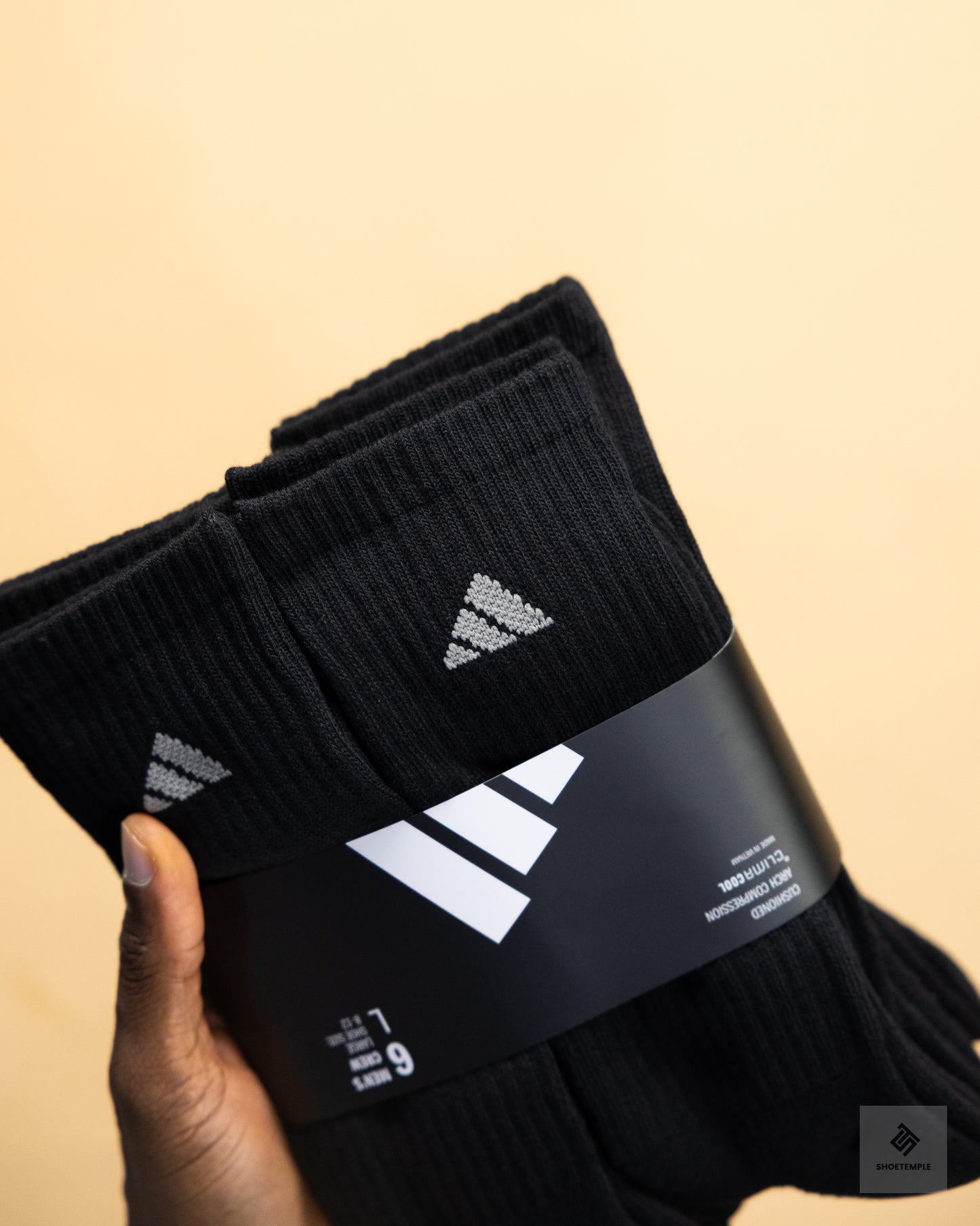 Adidas Men's Athletic Cushioned Crew Socks 6 Pairs - All Black