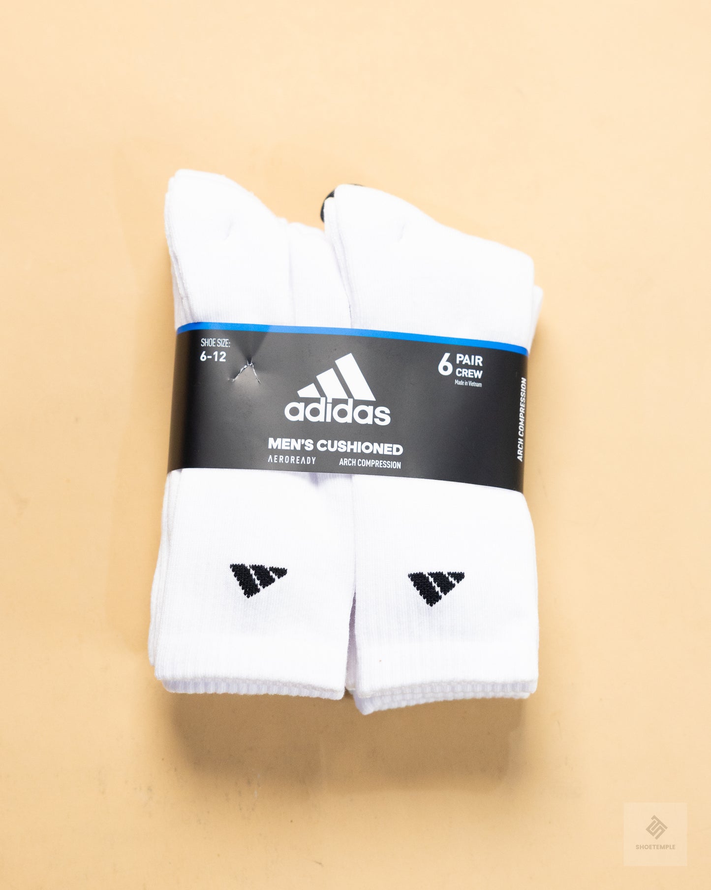 6 in a pack Adidas Men's Athletic Cushioned Crew Socks (6 Pairs) Durable & Comfortable