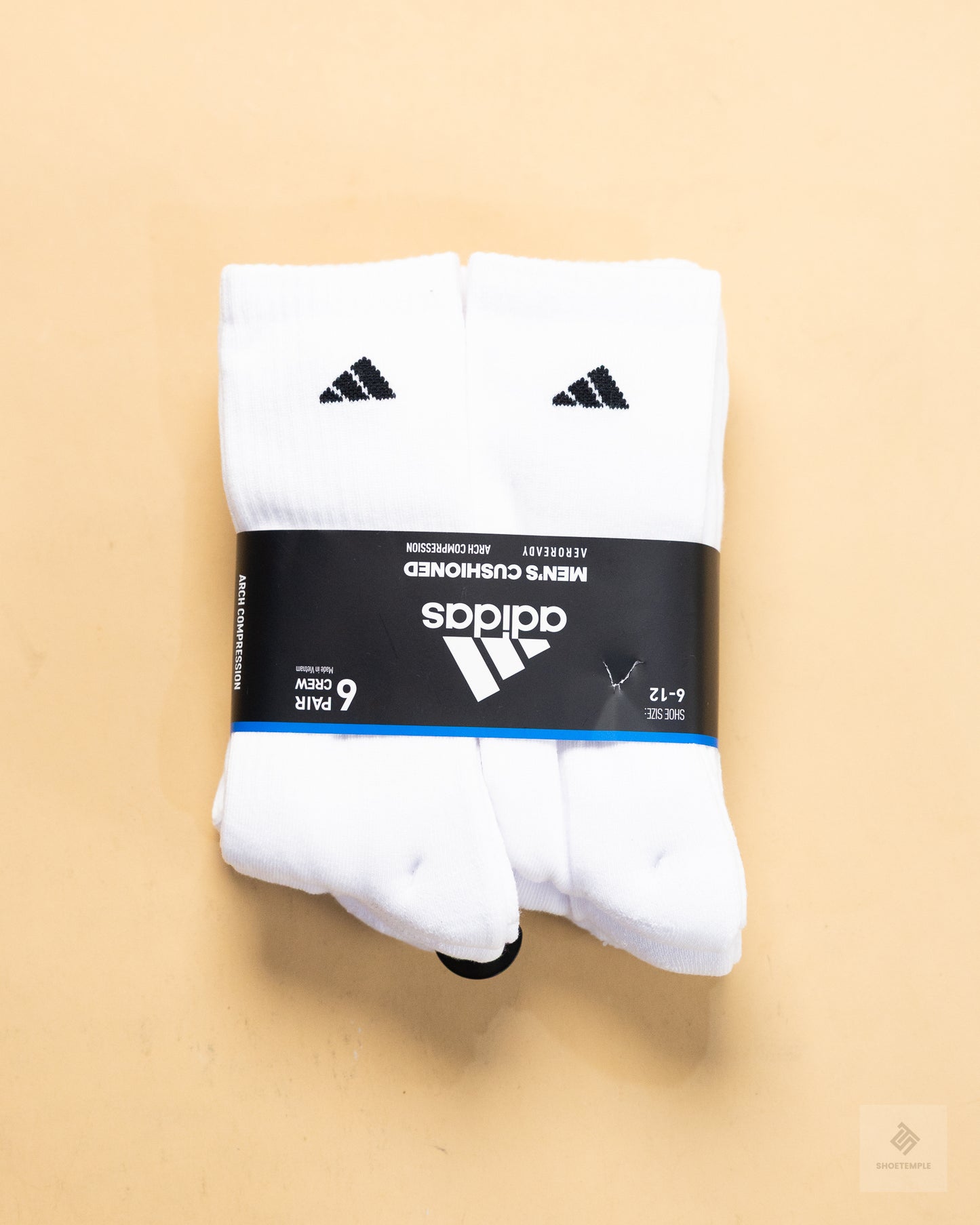 6 in a pack Adidas Men's Athletic Cushioned Crew Socks (6 Pairs) Durable & Comfortable