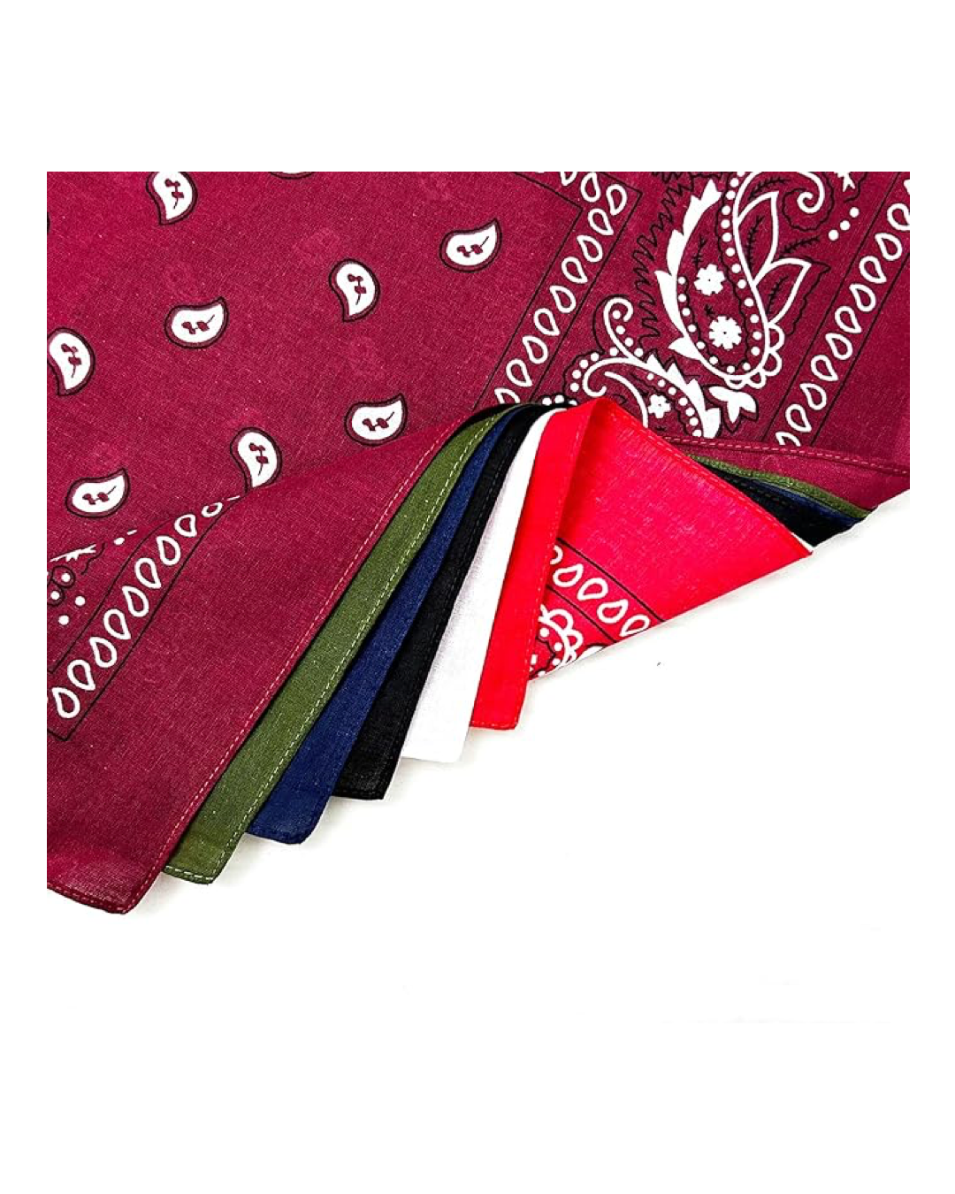 100% Cotton Bandanas, 21 x 21 inches, Set of 6