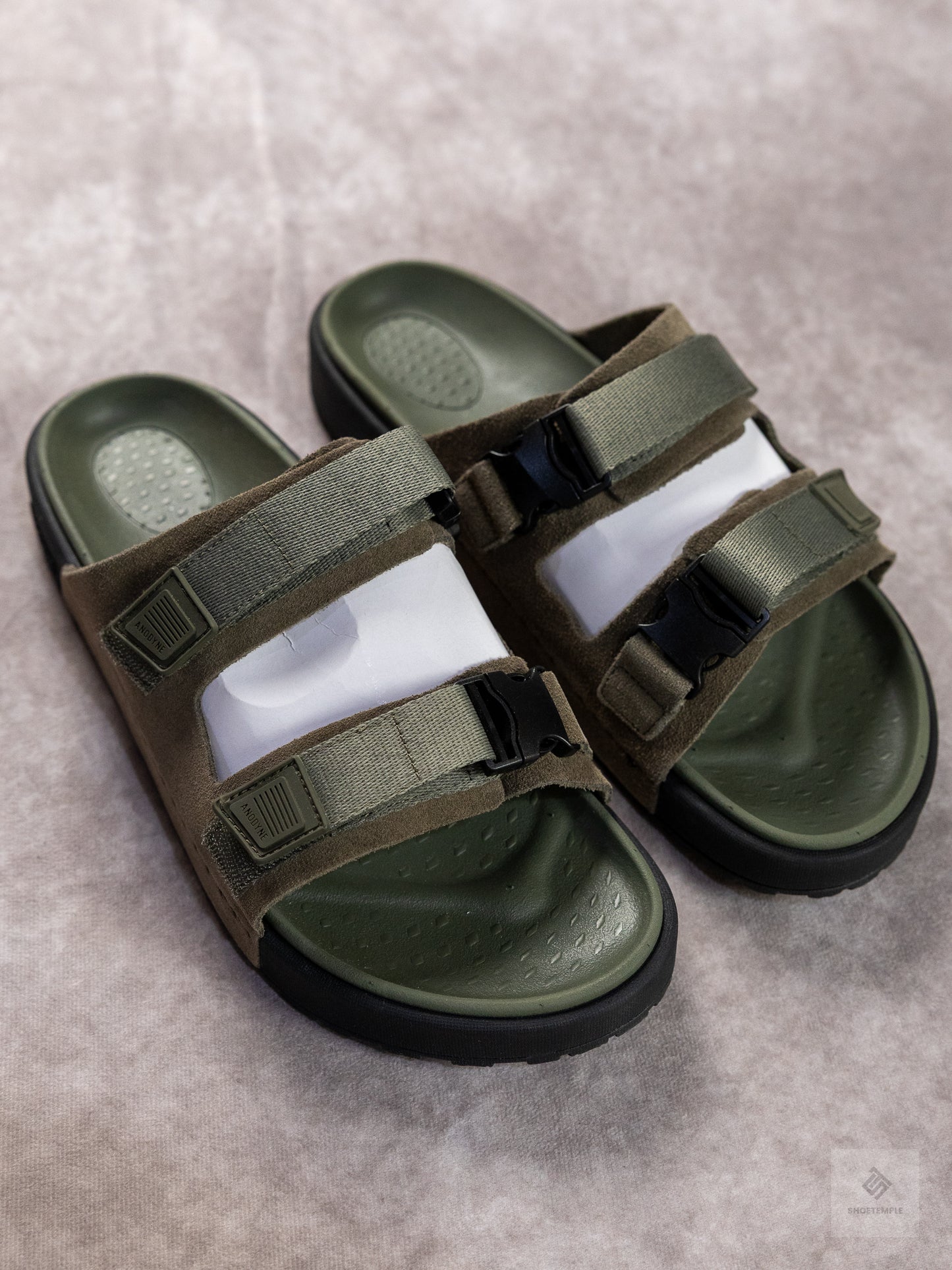 Anodyne Olive Green Two Strap Sandal