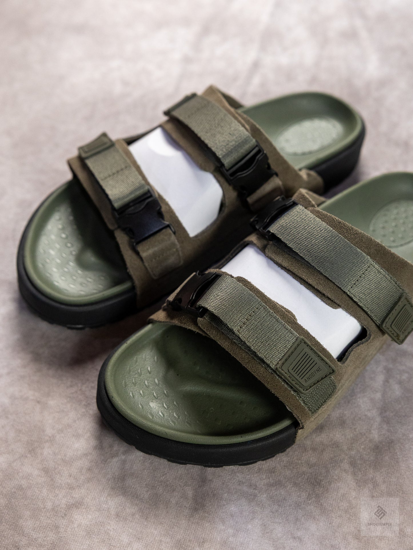 Anodyne Olive Green Two Strap Sandal