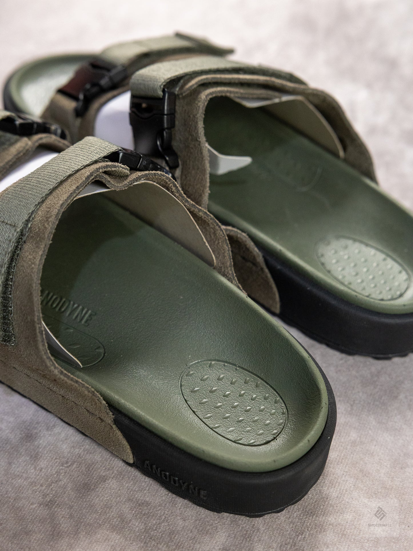 Anodyne Olive Green Two Strap Sandal