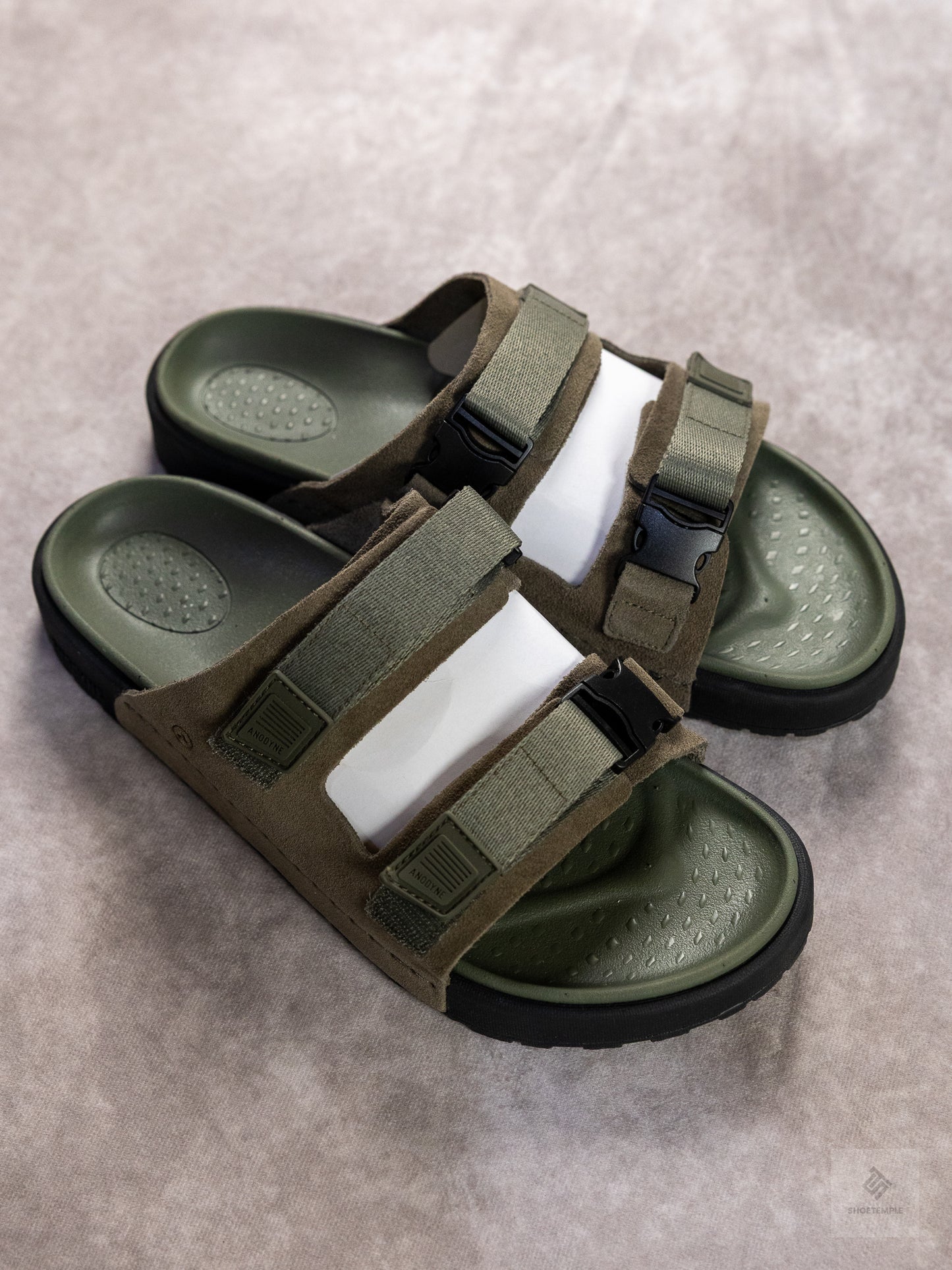 Anodyne Olive Green Two Strap Sandal